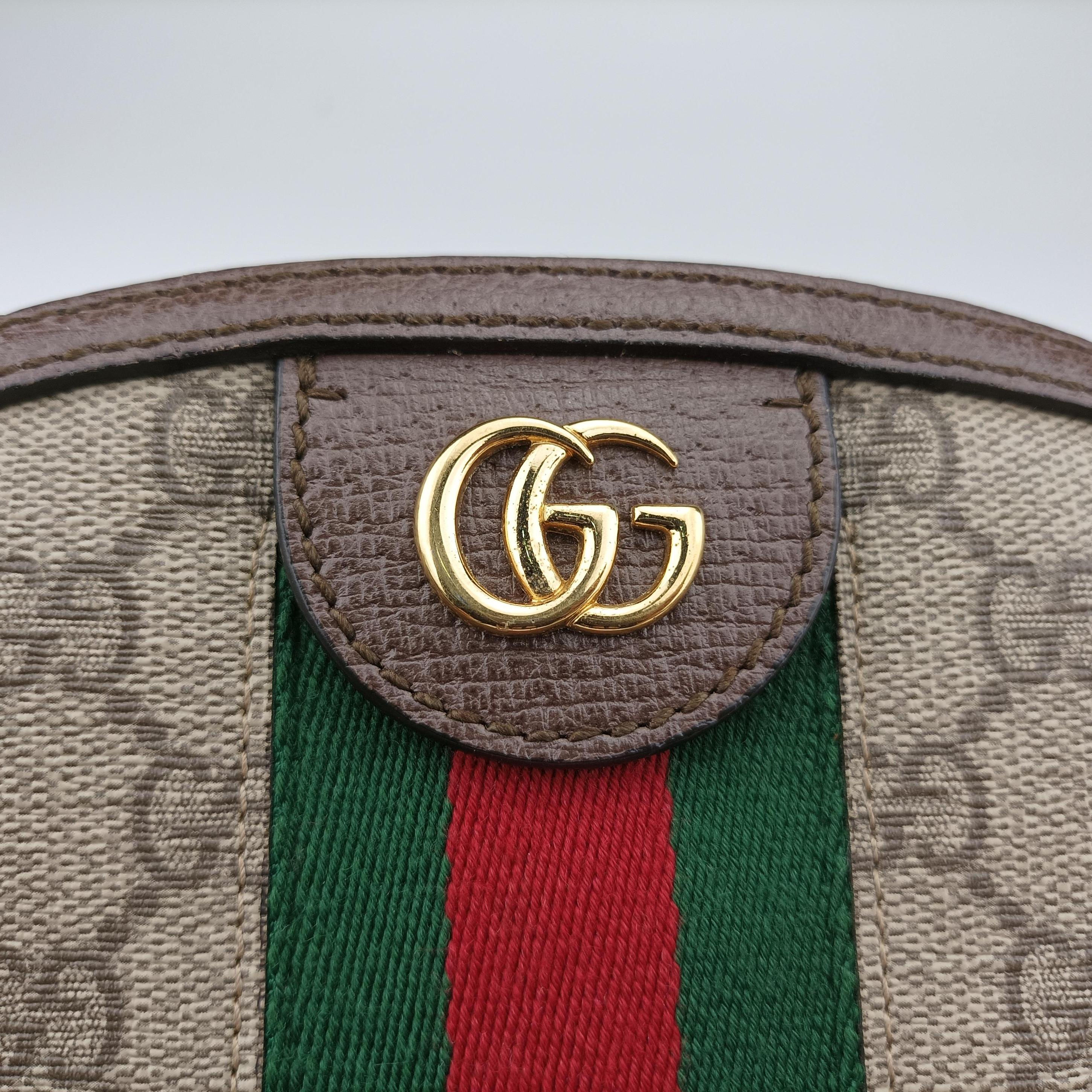 Pre-owned Gucci Ophidia brown×red×green PVC coated canvas 499621 shoulderbag | stylenewstar