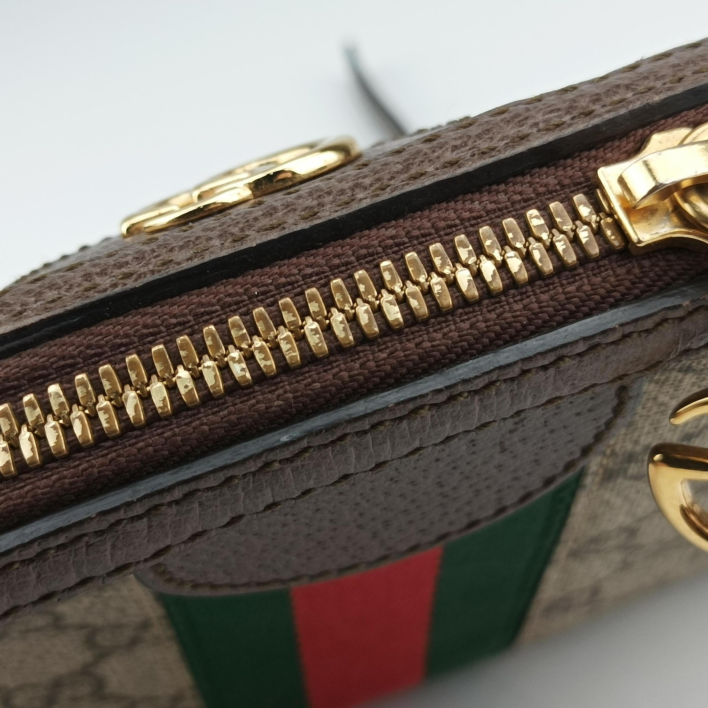 Pre-owned Gucci Ophidia brown×red×green PVC coated canvas 499621 shoulderbag | stylenewstar