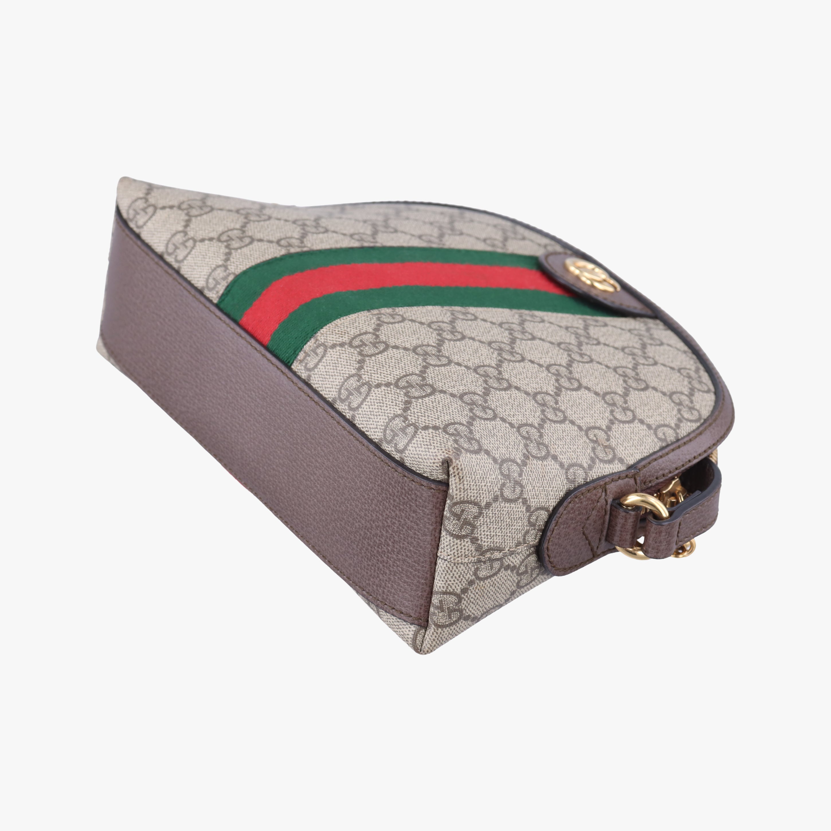 Pre-owned Gucci Ophidia brown×red×green PVC coated canvas 499621 shoulderbag | stylenewstar