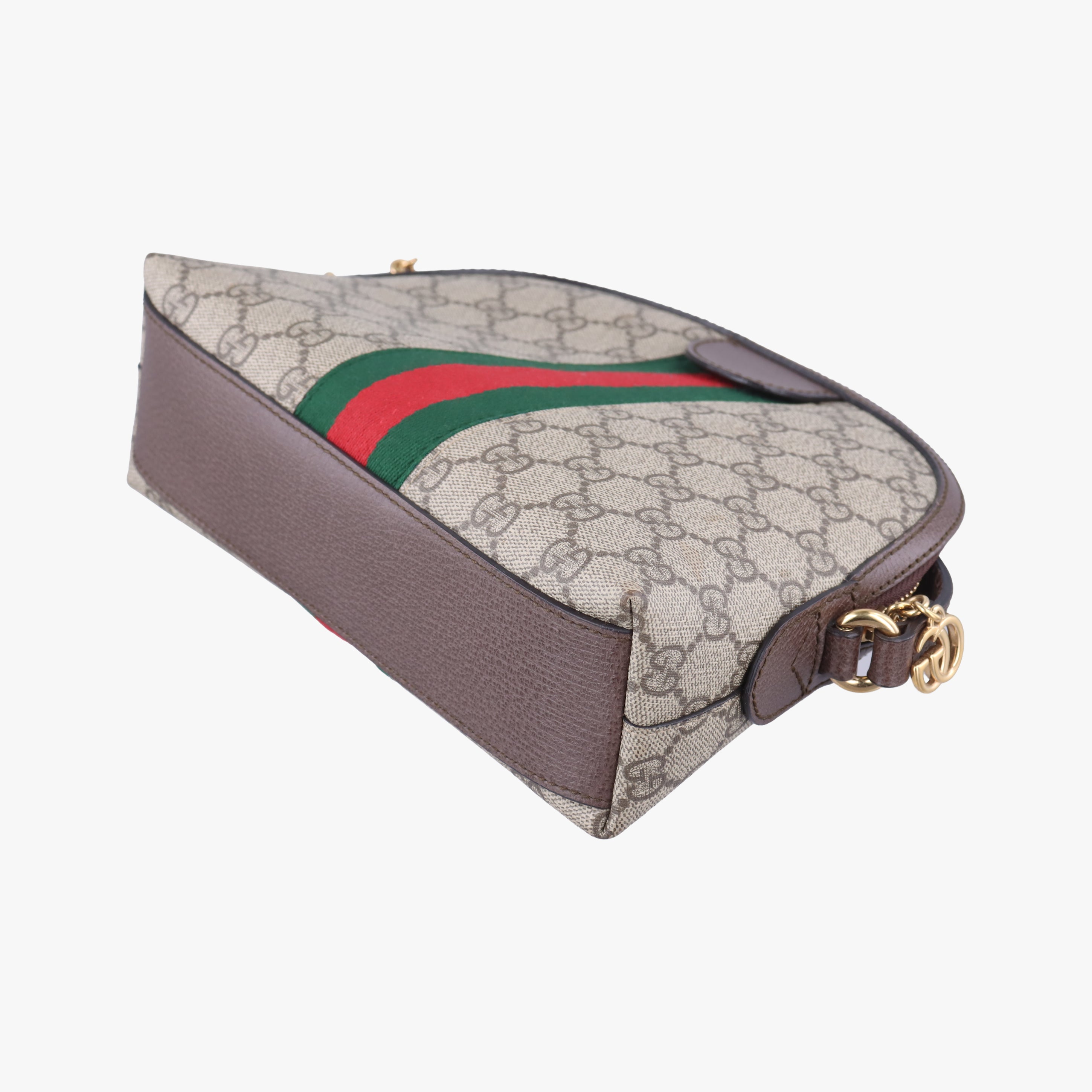 Pre-owned Gucci Ophidia brown×red×green PVC coated canvas 499621 shoulderbag | stylenewstar