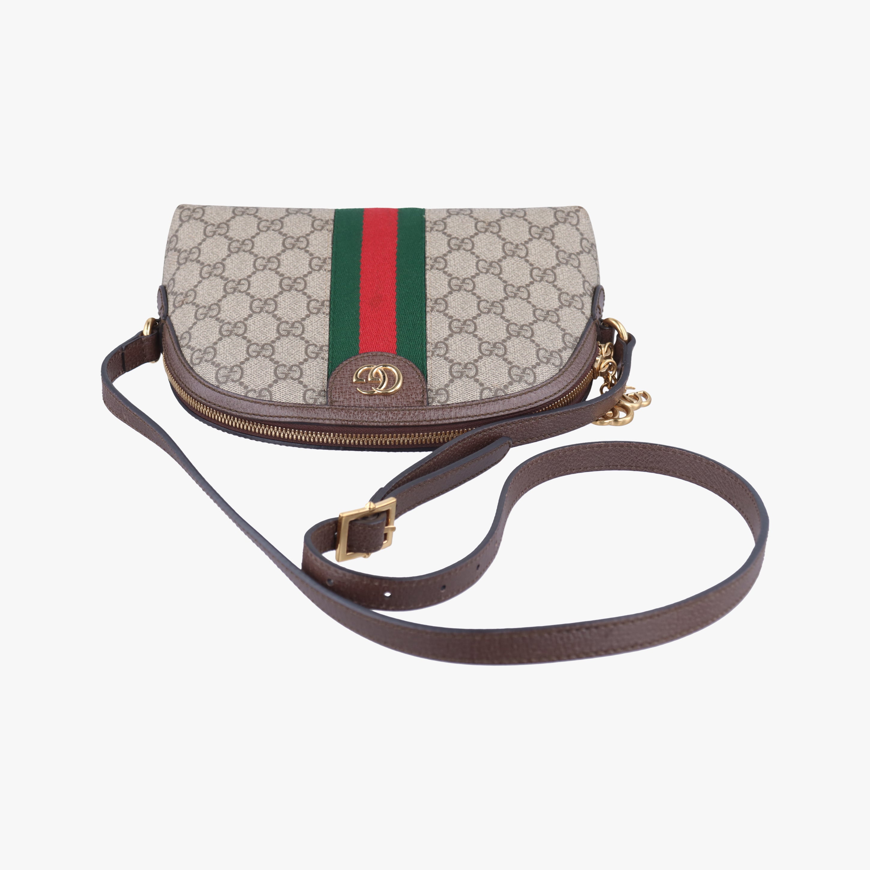 Pre-owned Gucci Ophidia brown×red×green PVC coated canvas 499621 shoulderbag | stylenewstar