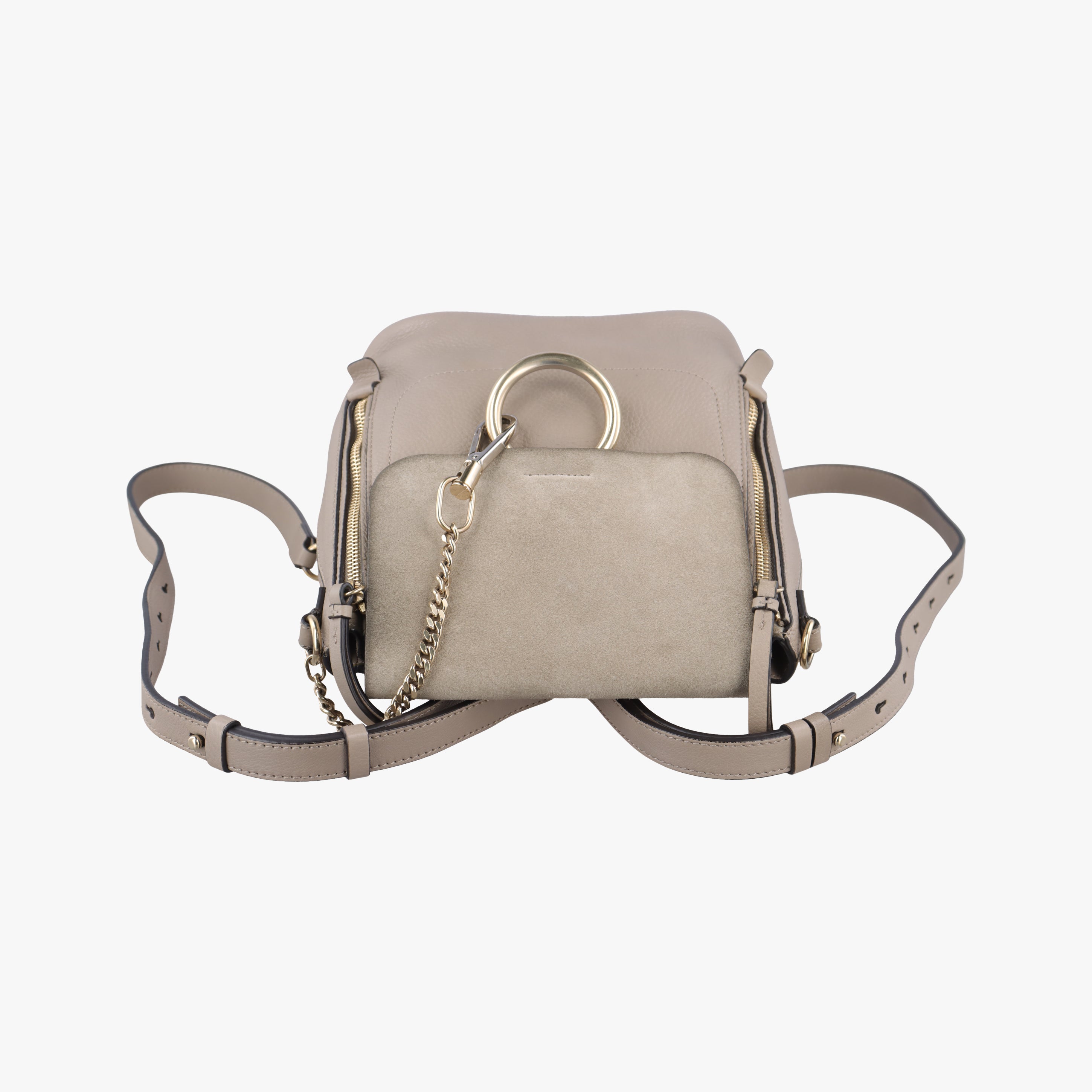 Pre-owned Chloe FAYE mini Grey Suede × leather  backpack/rucksack | stylenewstar