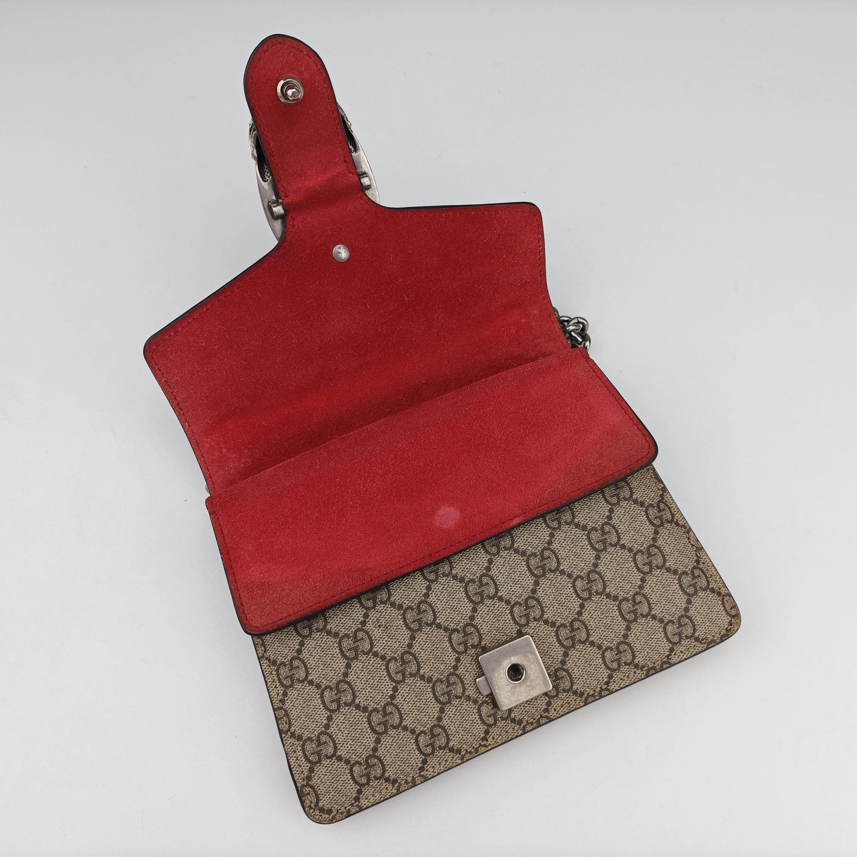 Pre-owned Gucci Dionysus beige×red PVC coated canvas 421970 shoulderbag | stylenewstar
