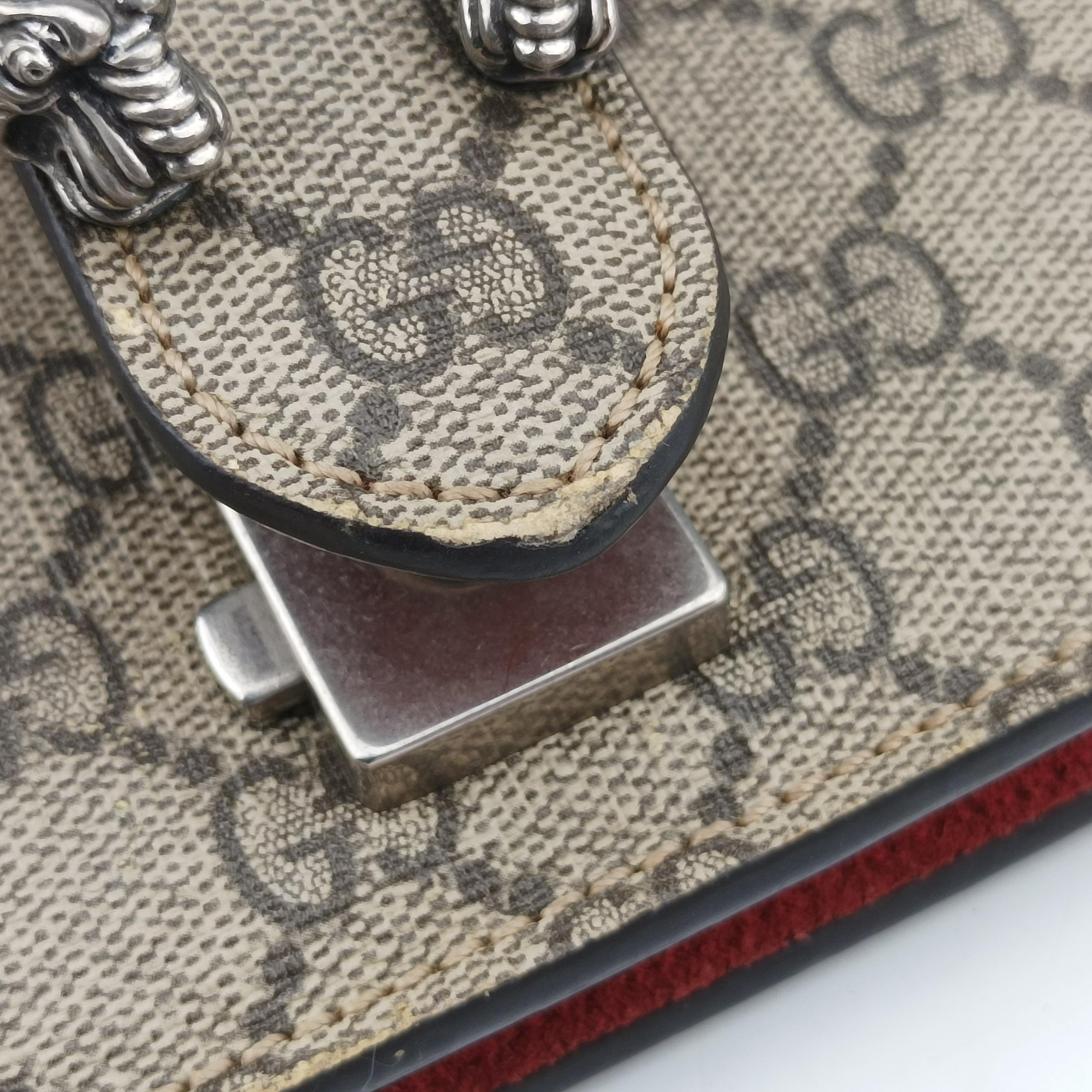 Pre-owned Gucci Dionysus beige×red PVC coated canvas 421970 shoulderbag | stylenewstar