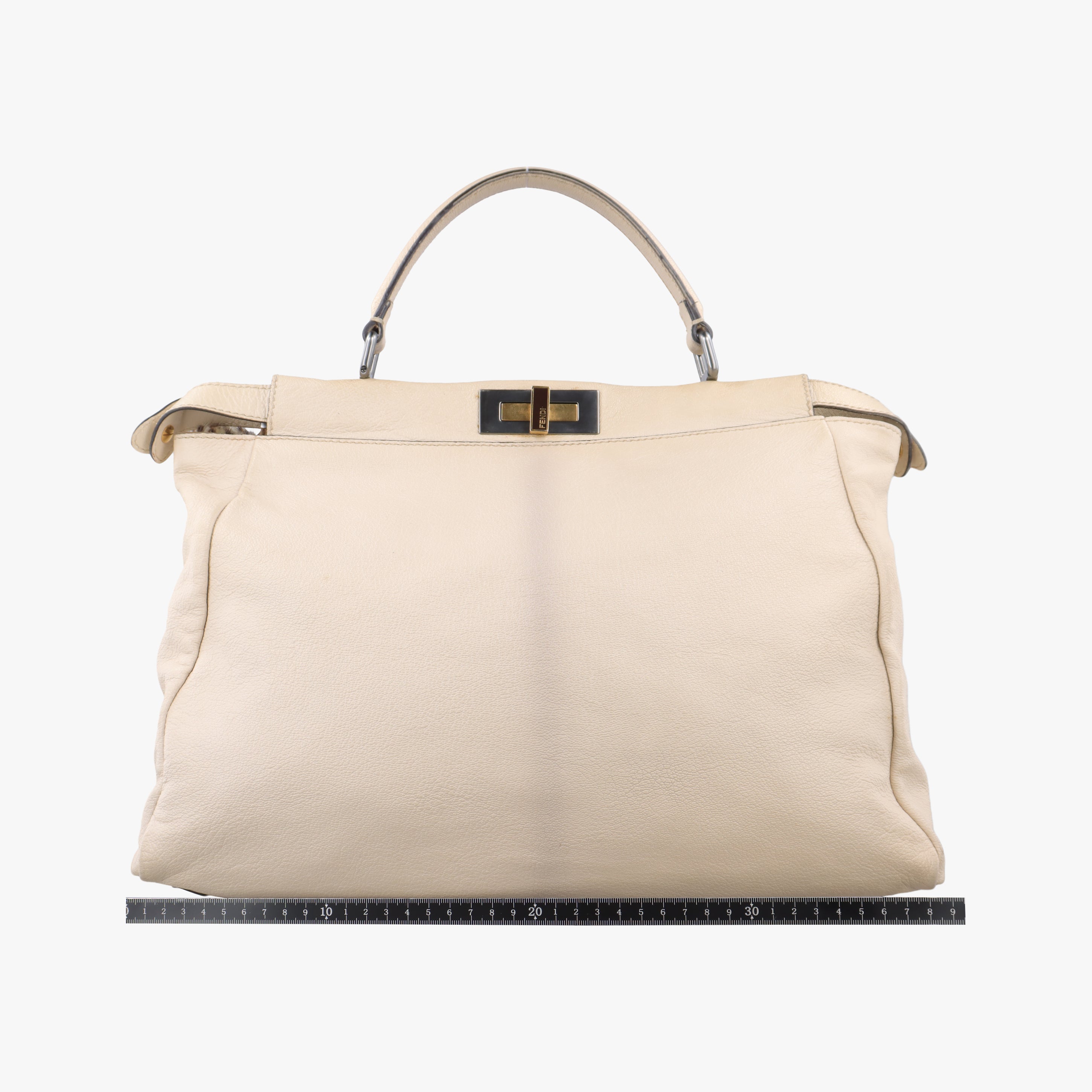 Pre-owned Fendi PEEKABOO Large Beige Leather 8BN210 shoulderbag | stylenewstar