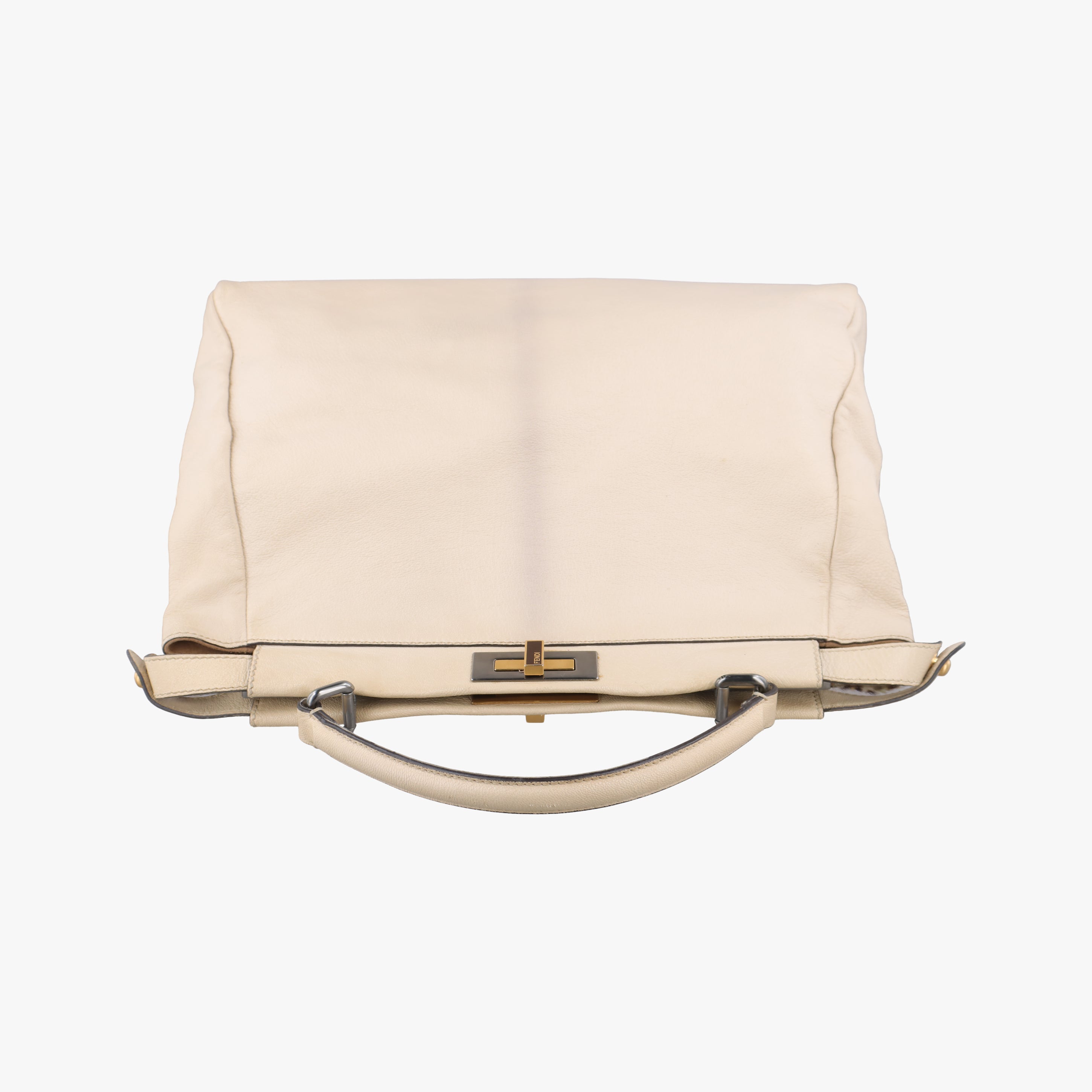 Pre-owned Fendi PEEKABOO Large Beige Leather 8BN210 shoulderbag | stylenewstar