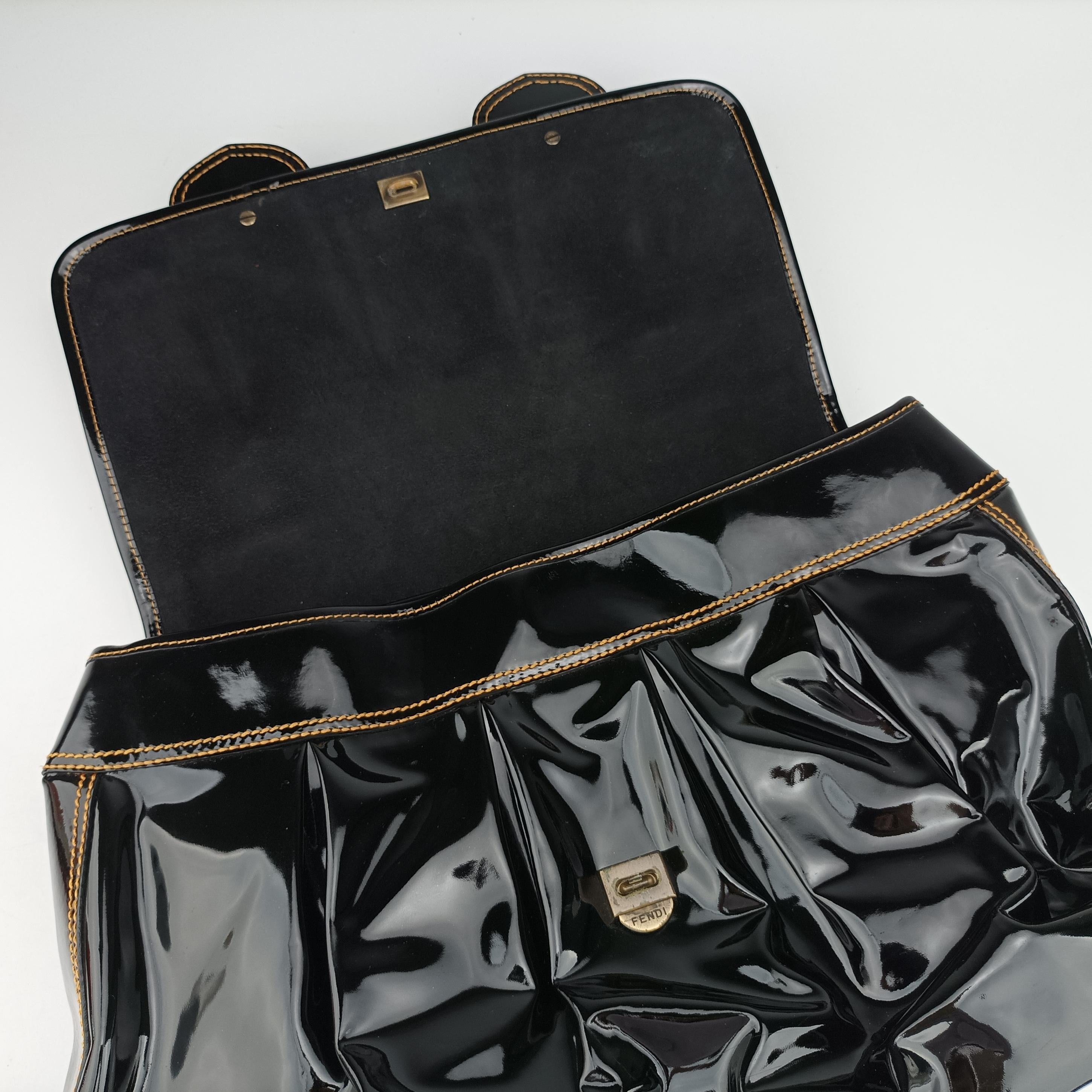 Pre-owned Fendi B Bag Black enamel 8BN166 handbag | stylenewstar