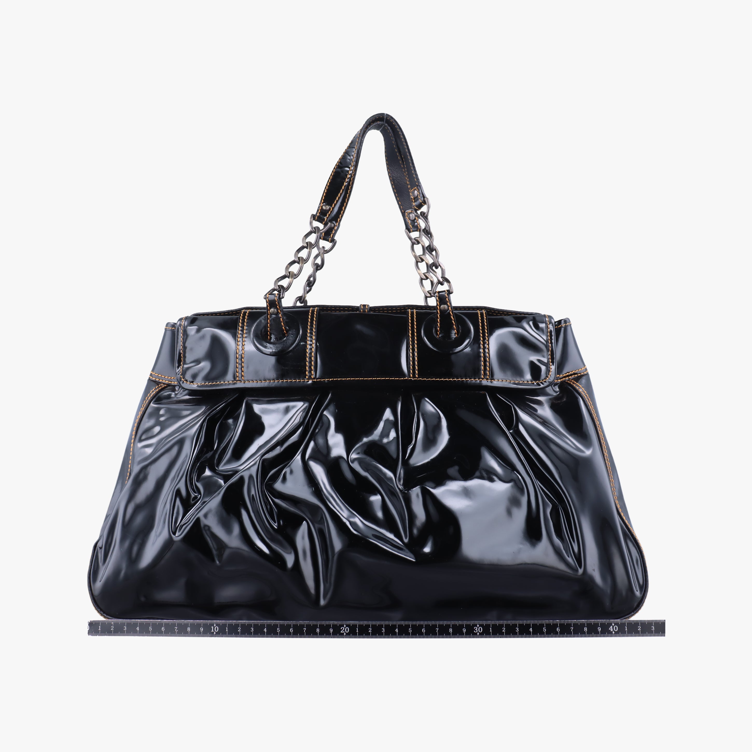 Pre-owned Fendi B Bag Black enamel 8BN166 handbag | stylenewstar