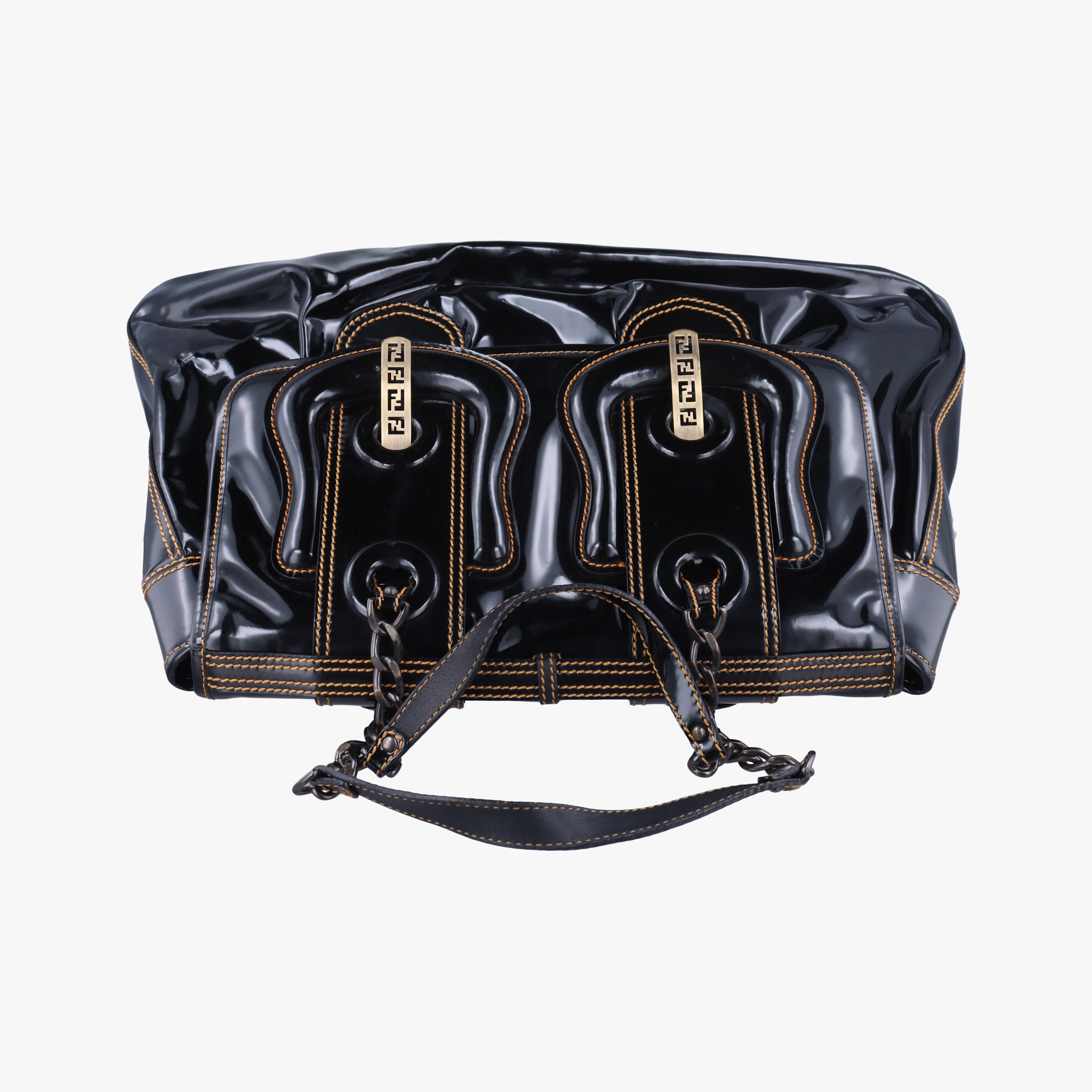 Pre-owned Fendi B Bag Black enamel 8BN166 handbag | stylenewstar