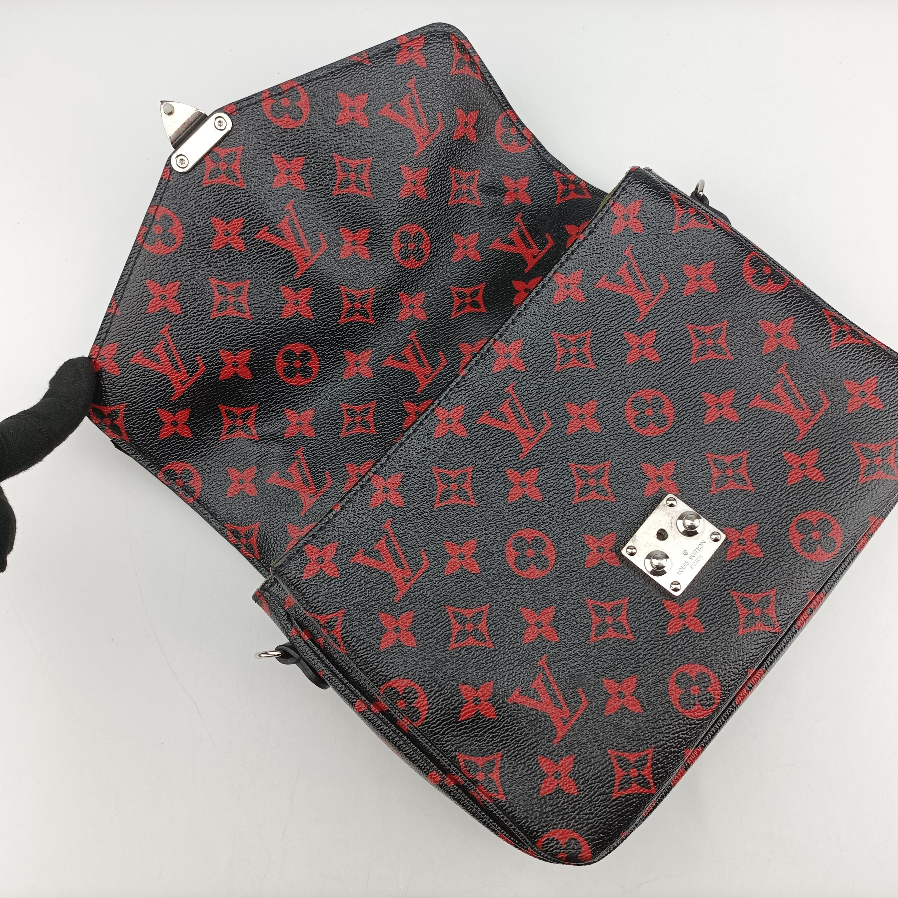 Pre-owned Louis Vuitton Pochette Metis MM Noir×ROUGE Monogram Infrarouge M41462 shoulderbag | stylenewstar