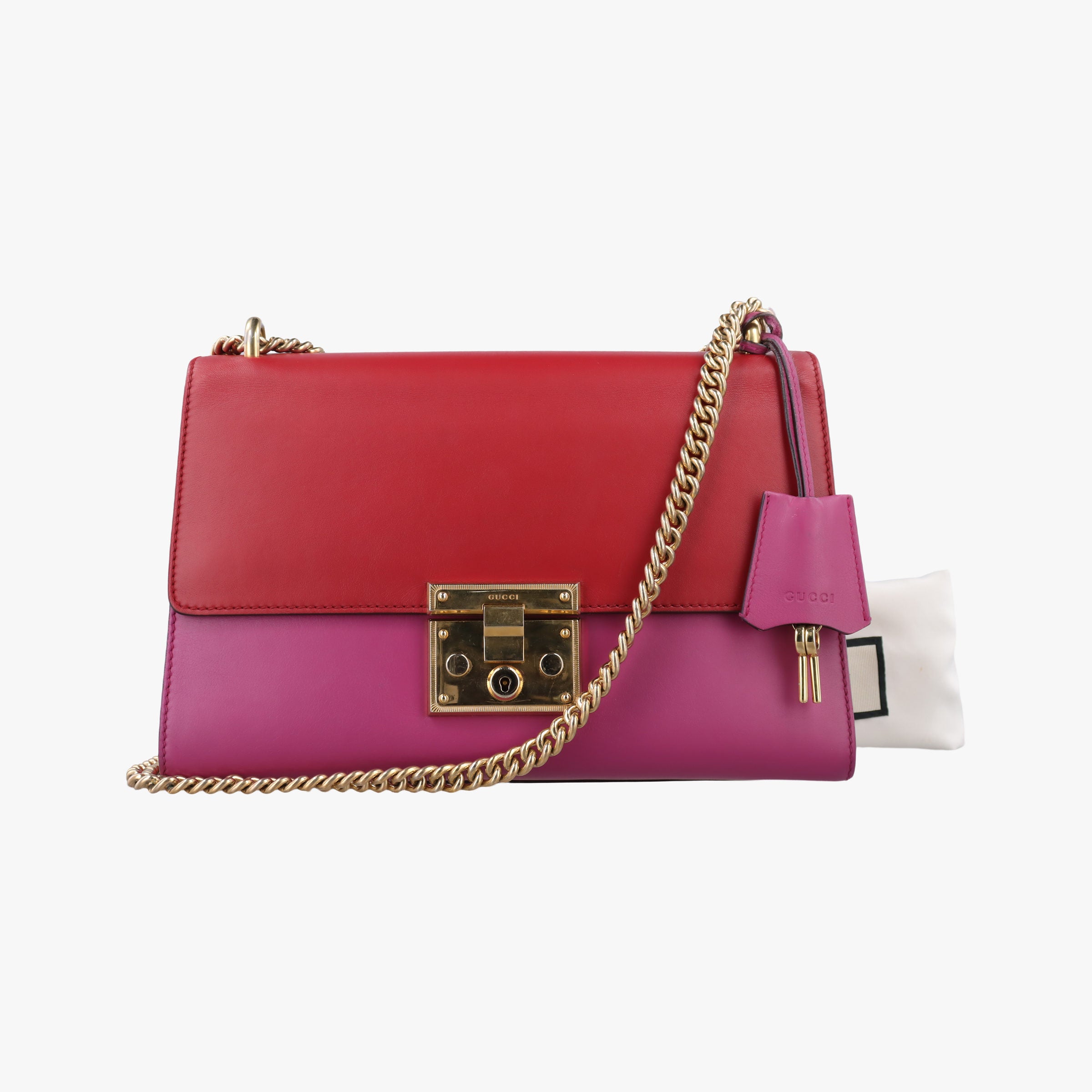 Pre-owned Gucci Padlock Rose×red Leather 409486 shoulderbag | stylenewstar