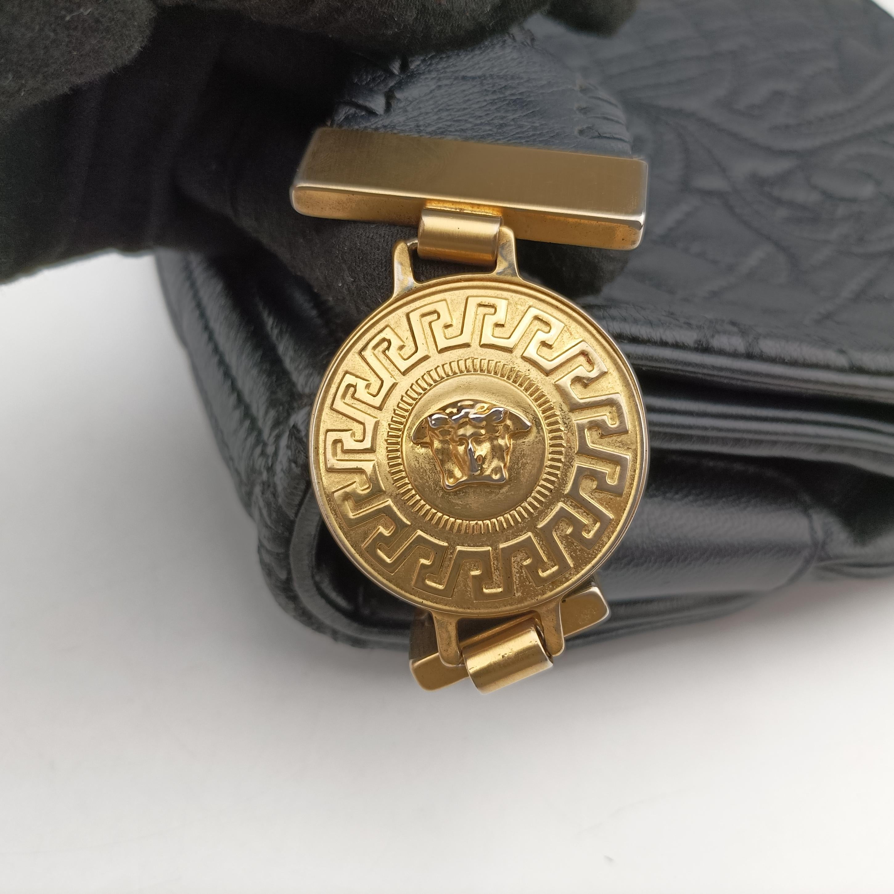 Pre-owned VERSACE Vanitas quilted baroque Black Leather  shoulderbag | stylenewstar