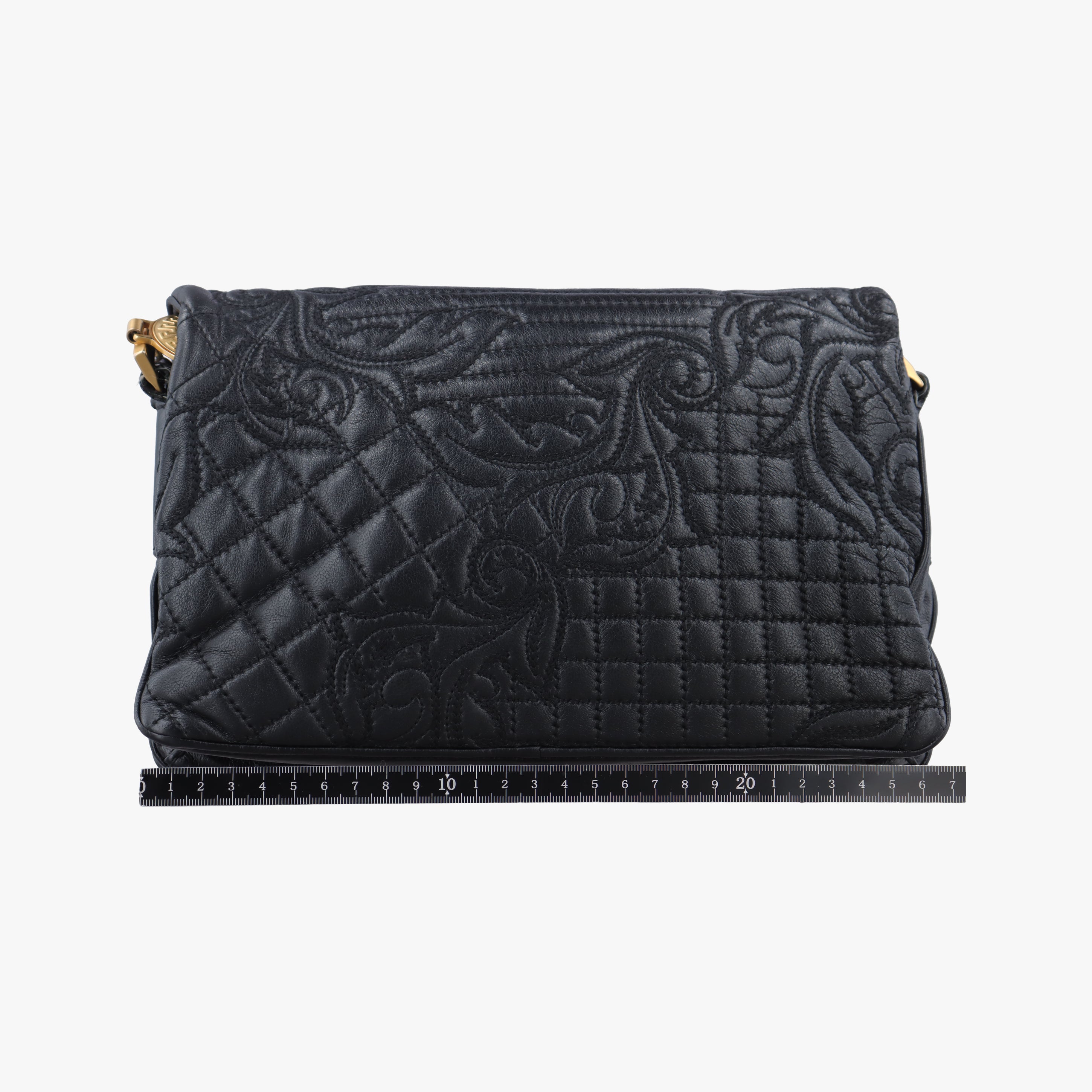 Pre-owned VERSACE Vanitas quilted baroque Black Leather  shoulderbag | stylenewstar