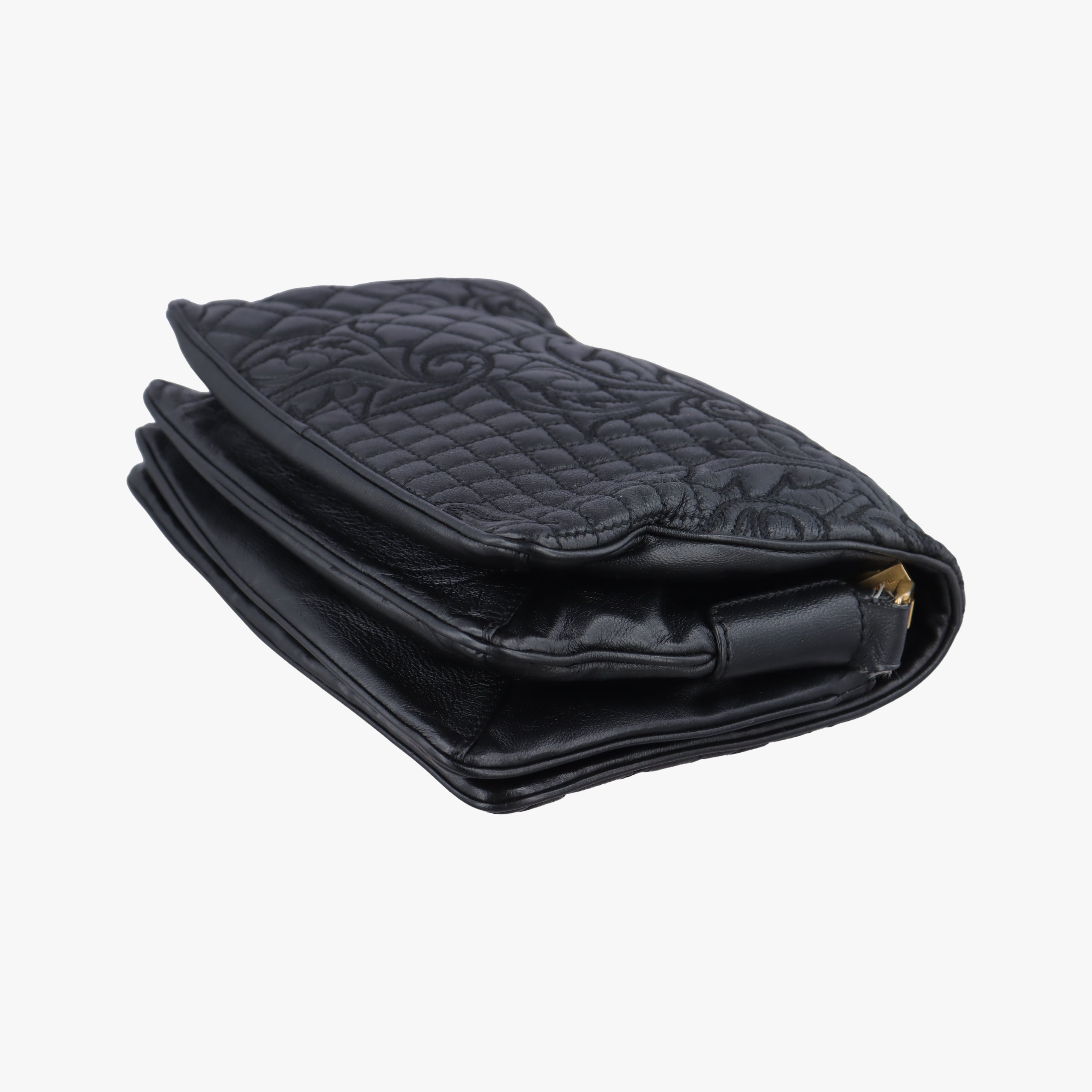 Pre-owned VERSACE Vanitas quilted baroque Black Leather  shoulderbag | stylenewstar