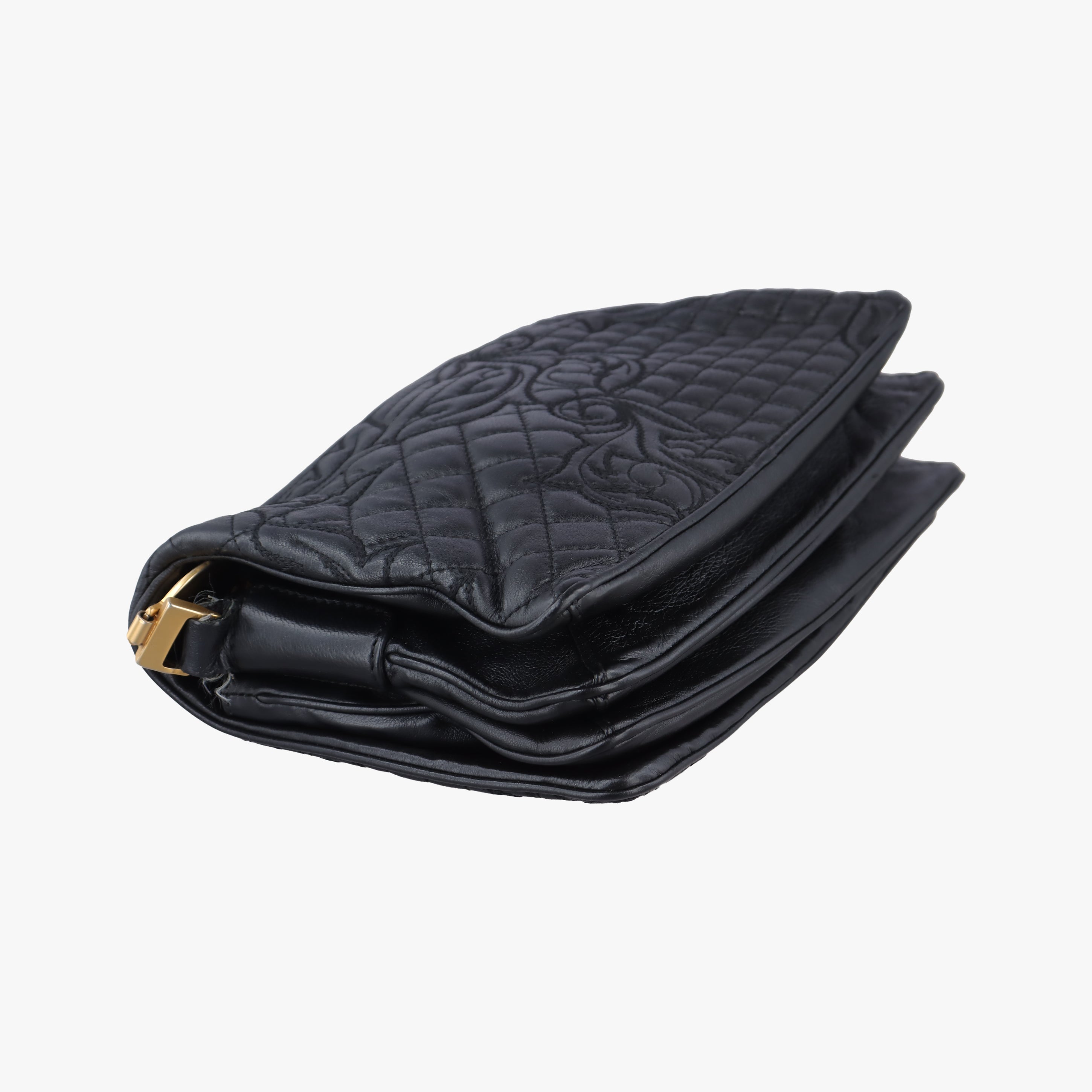 Pre-owned VERSACE Vanitas quilted baroque Black Leather  shoulderbag | stylenewstar