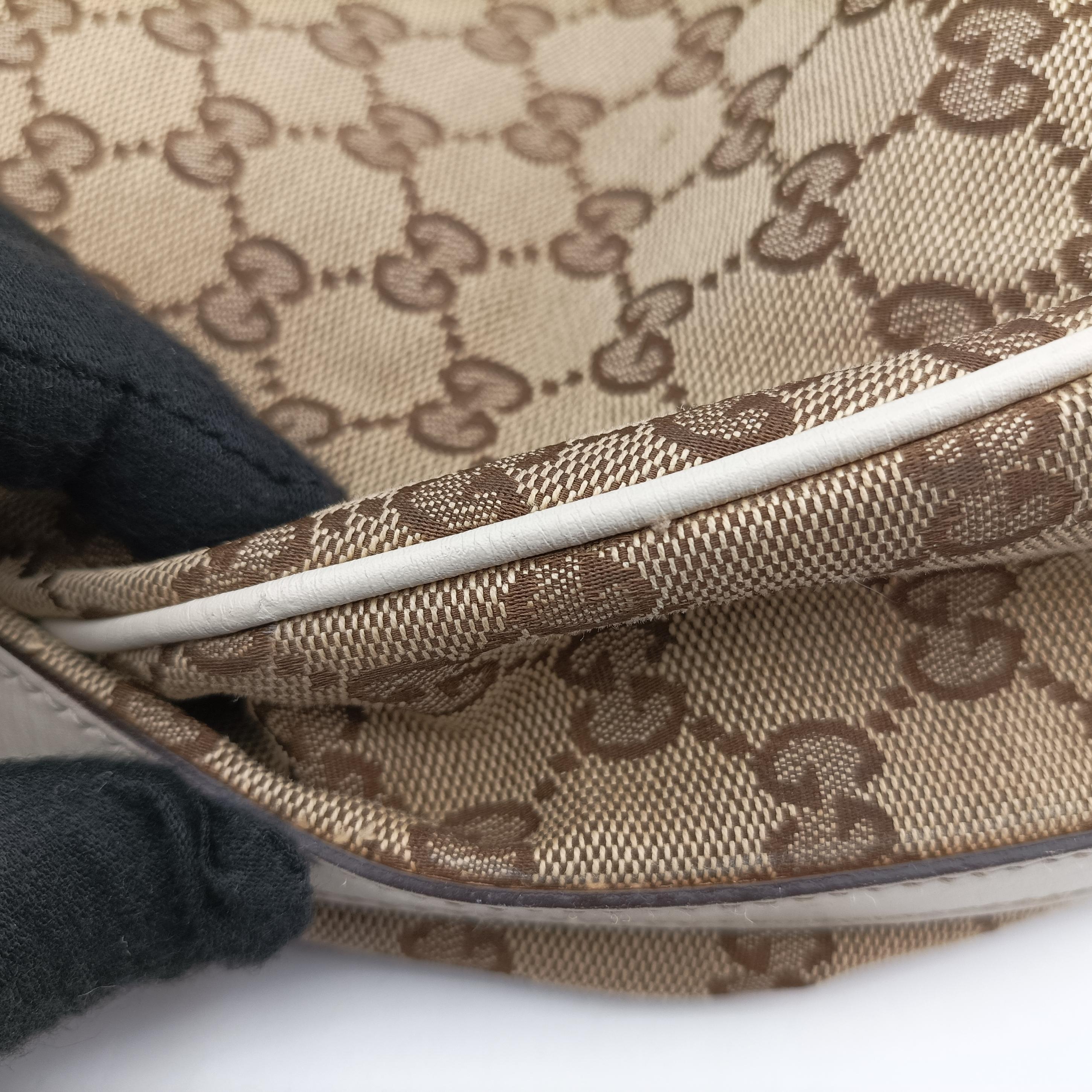 Pre-owned Gucci GG Twins Hobo WhitexBeide canvas 232945 shoulderbag | stylenewstar