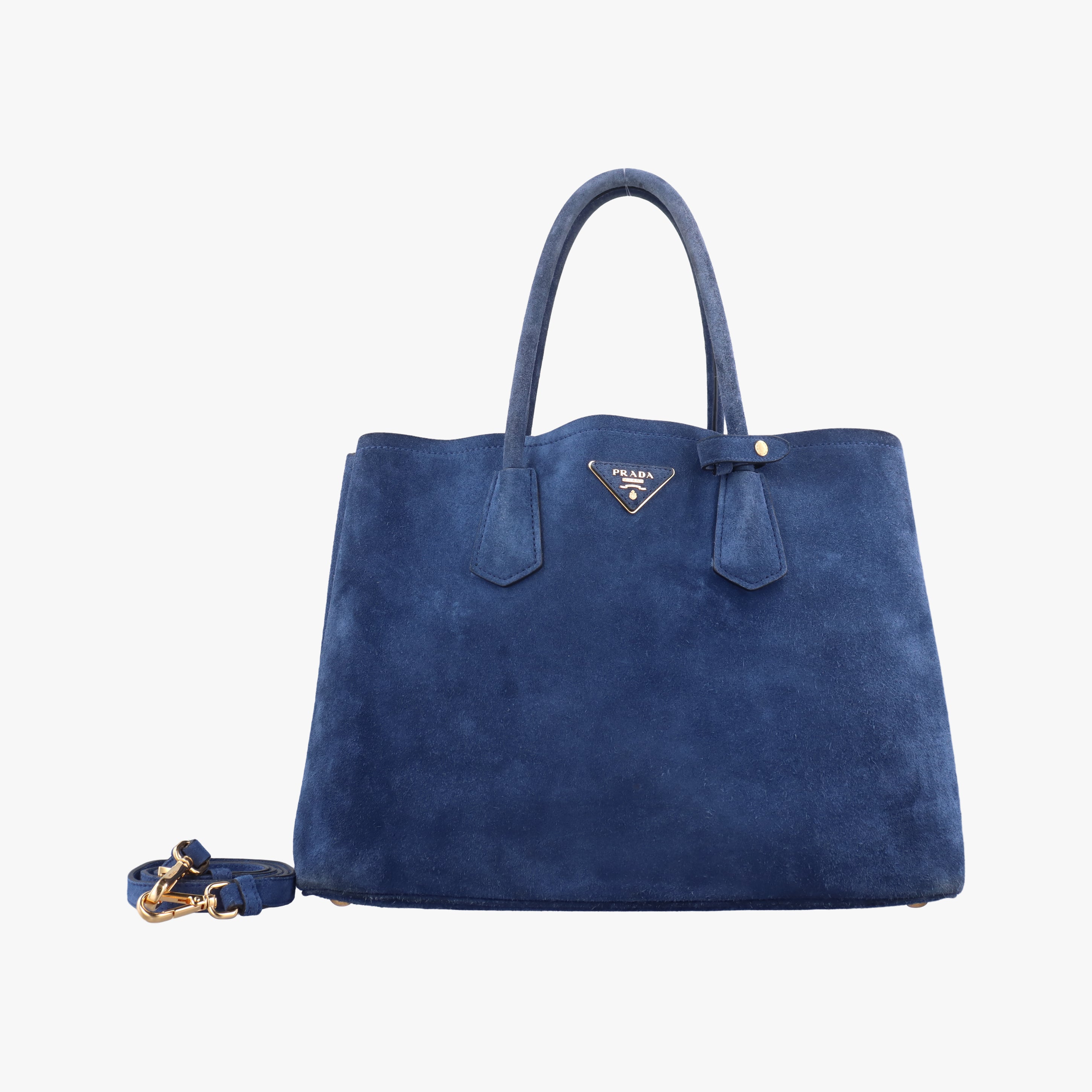 Pre-owned Prada Medium Double Blue suede  shoulderbag | stylenewstar