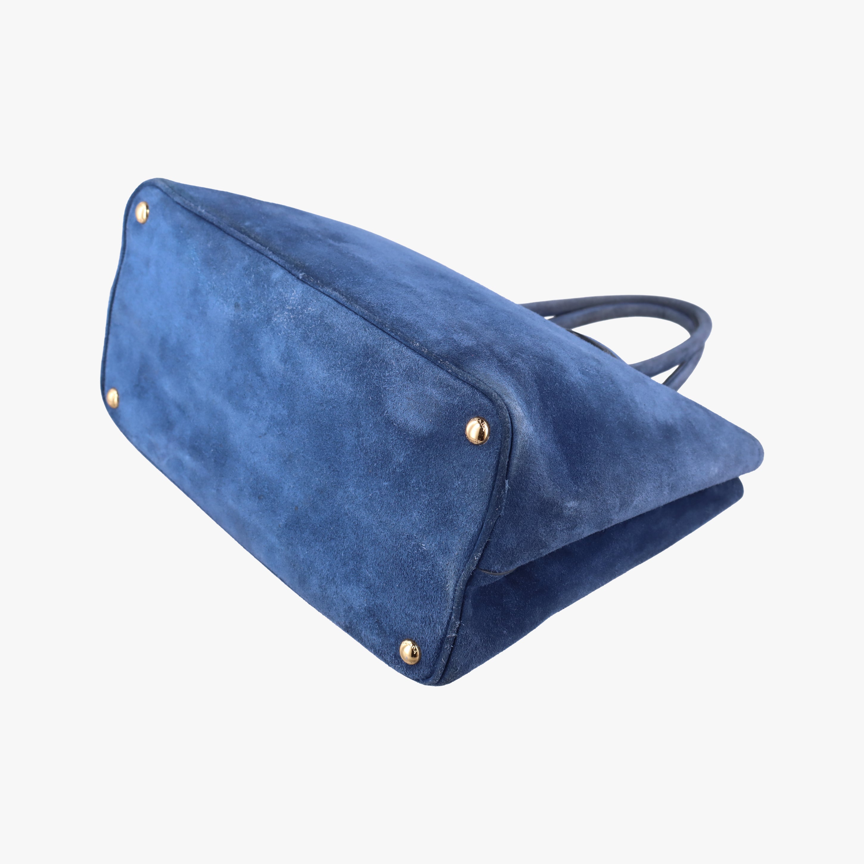 Pre-owned Prada Medium Double Blue suede  shoulderbag | stylenewstar