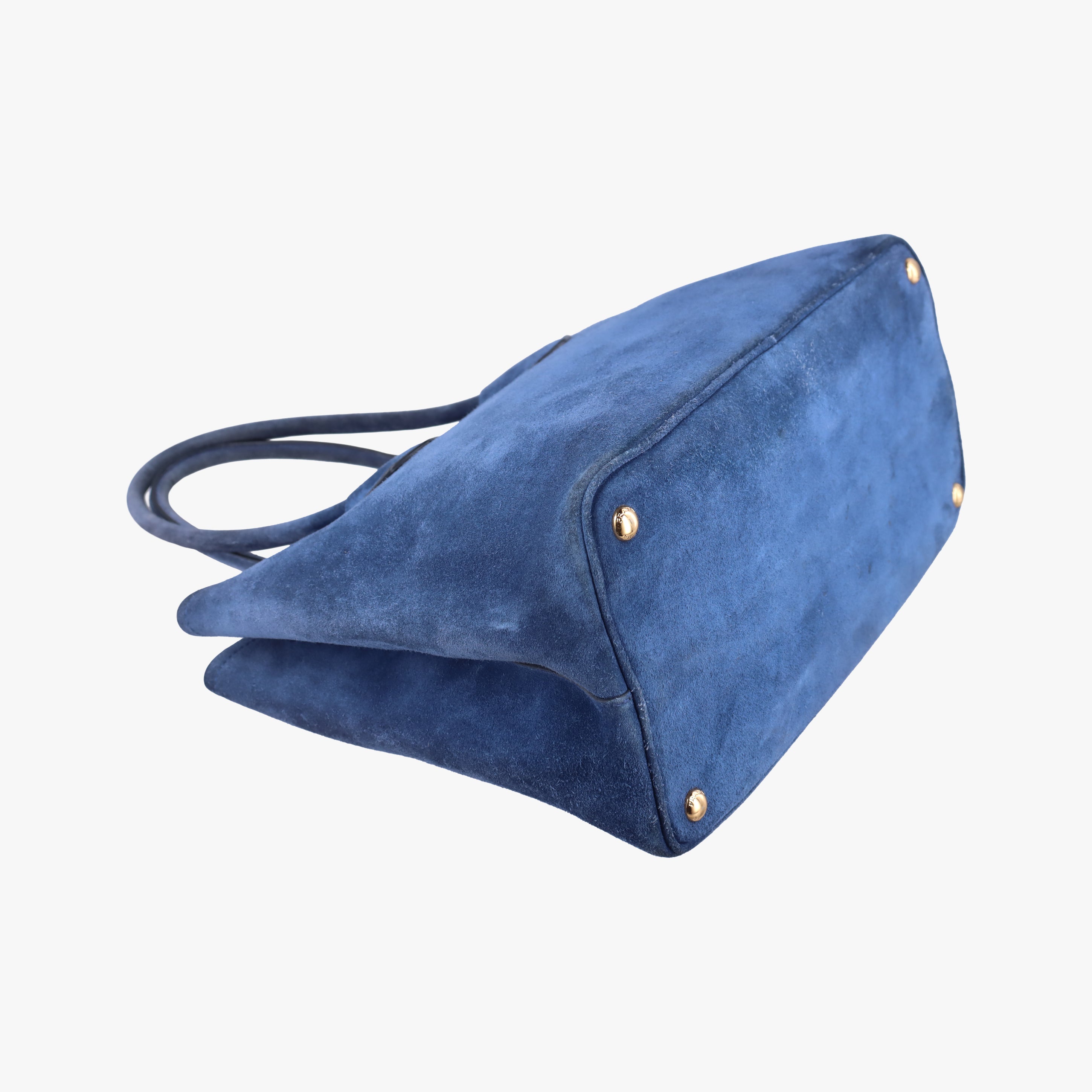 Pre-owned Prada Medium Double Blue suede  shoulderbag | stylenewstar