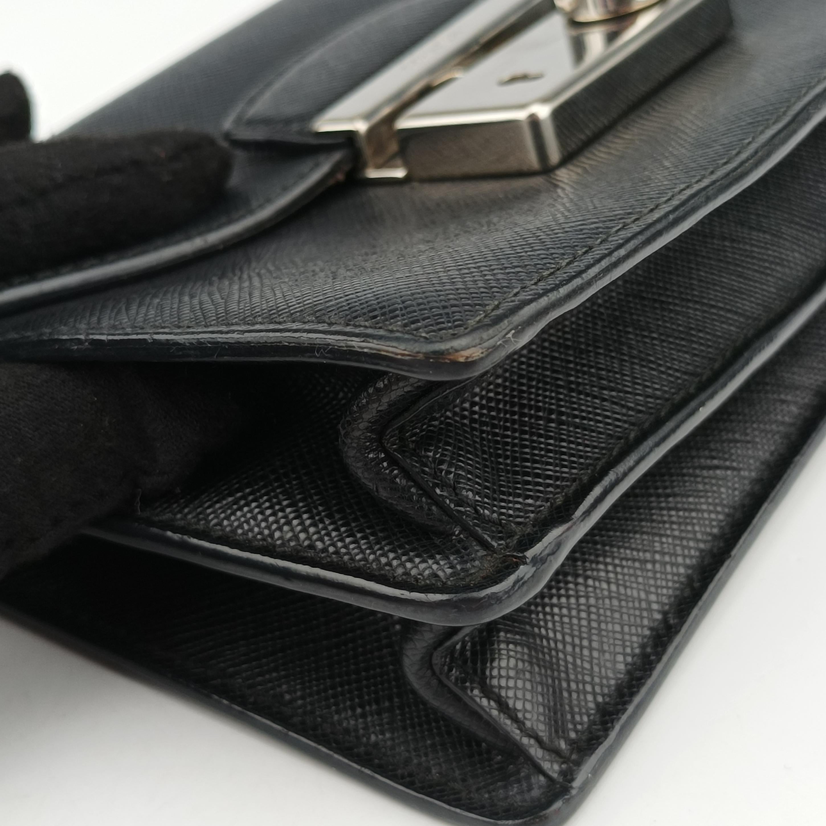Secondhand Prada Sound Lock Black SAFFIANO Leather BN0924 shoulderbag | stylenewstar