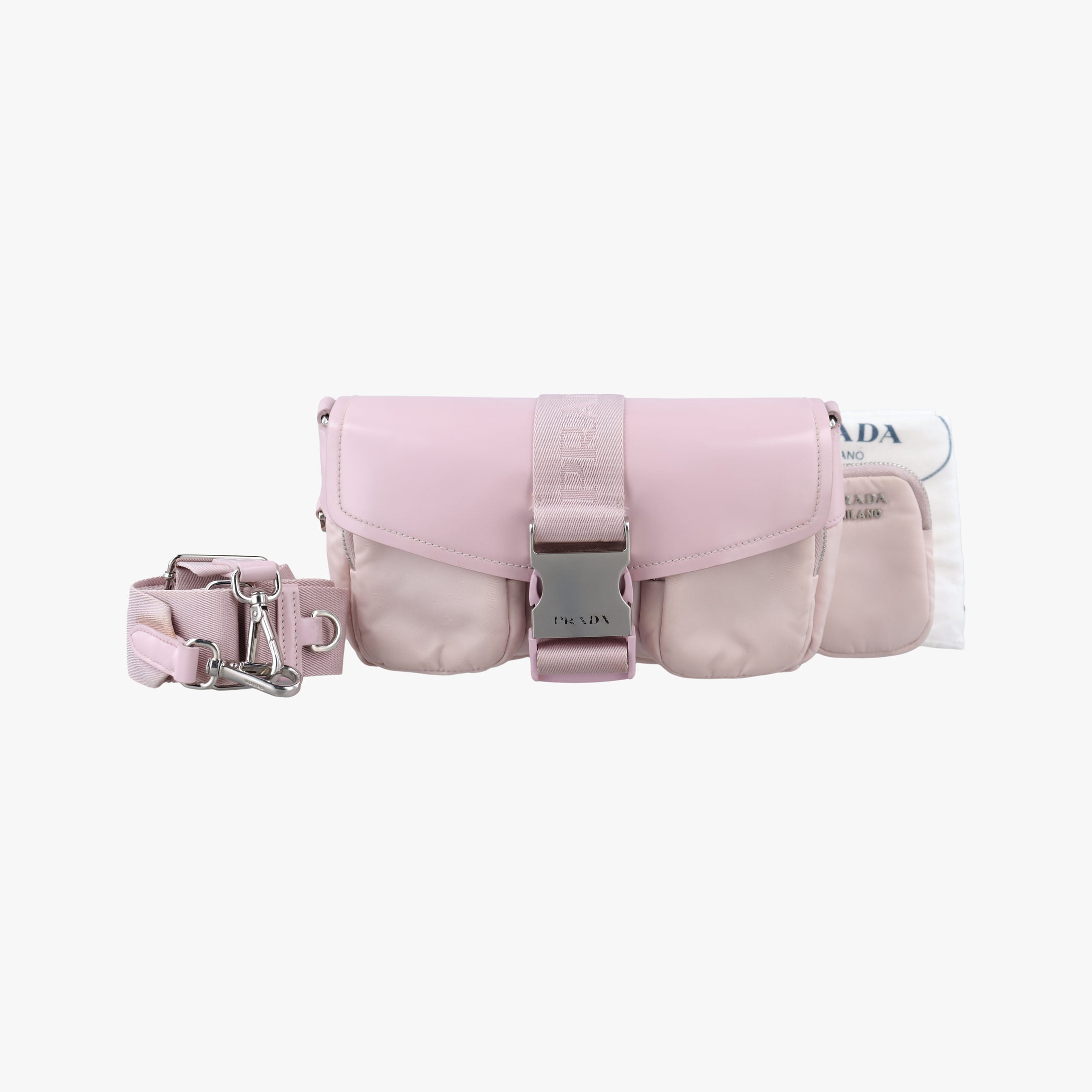 Pre-owned Prada Pocket Pink Nylon × Leather  shoulderbag | stylenewstar