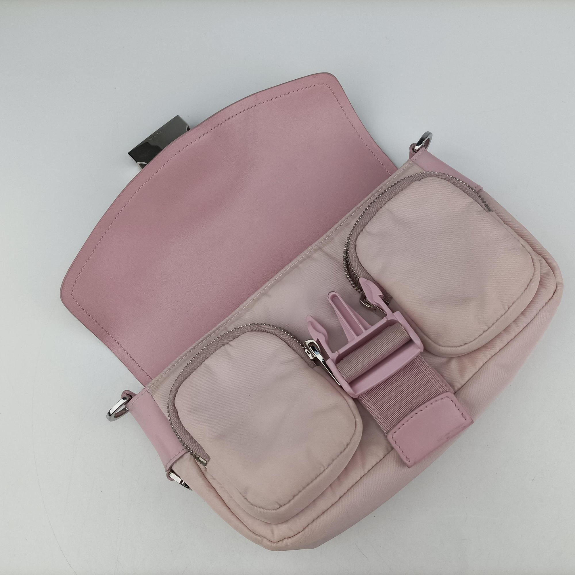 Pre-owned Prada Pocket Pink Nylon × Leather  shoulderbag | stylenewstar