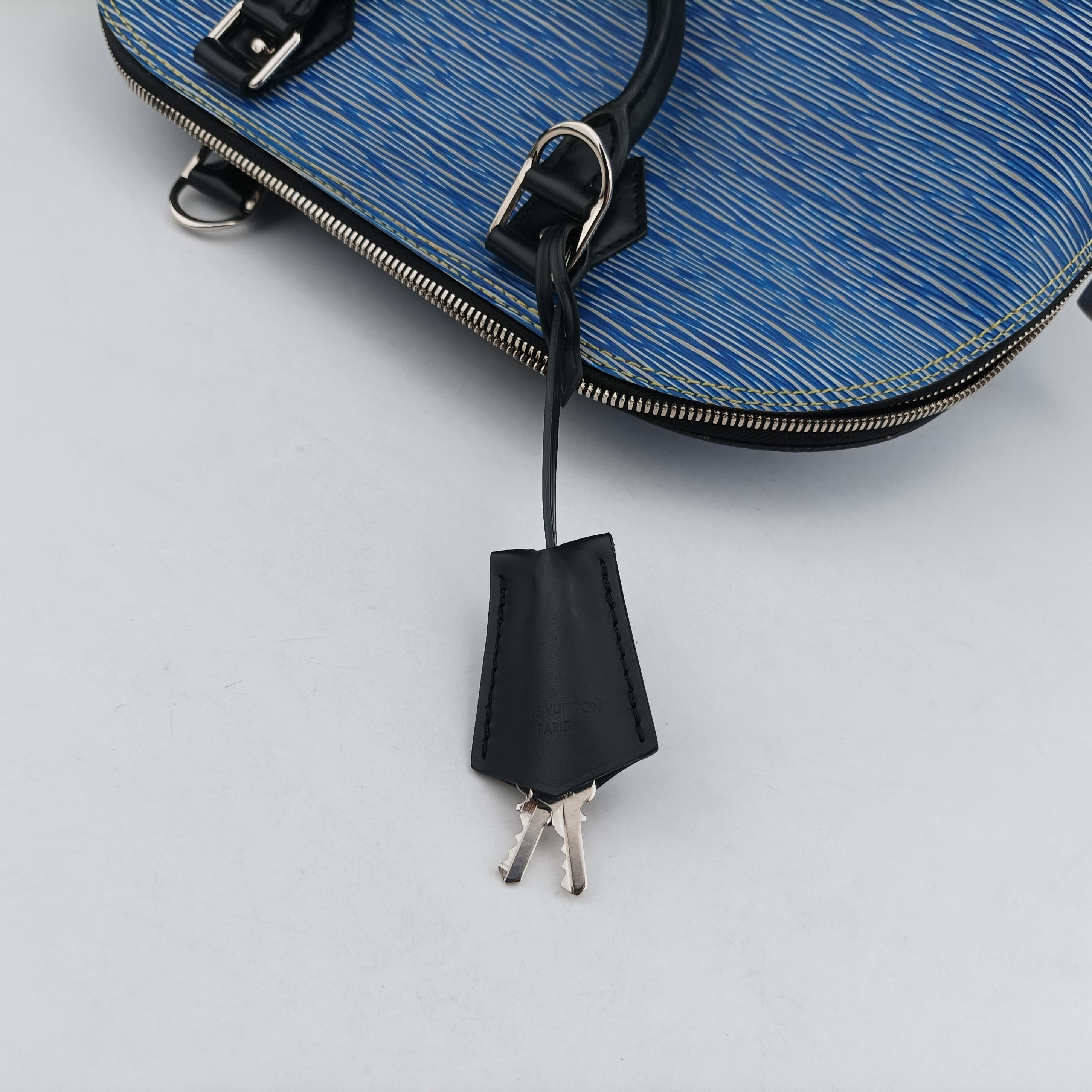 Secondhand Louis Vuitton Alma PM black×DENIM blue epi M51052 handbag | stylenewstar