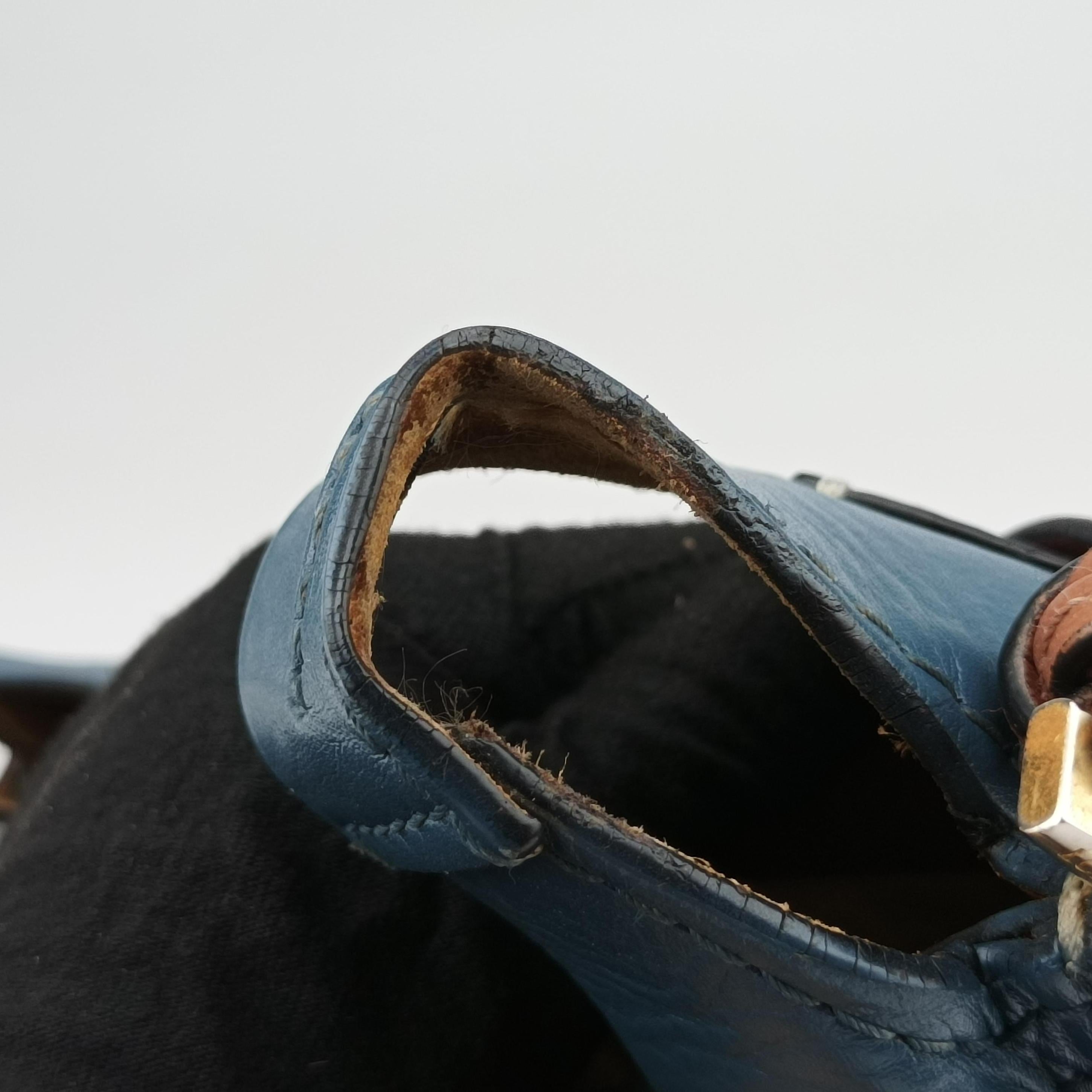 Pre-owned Loewe Gate Brown × Navy Leather  shoulderbag | stylenewstar