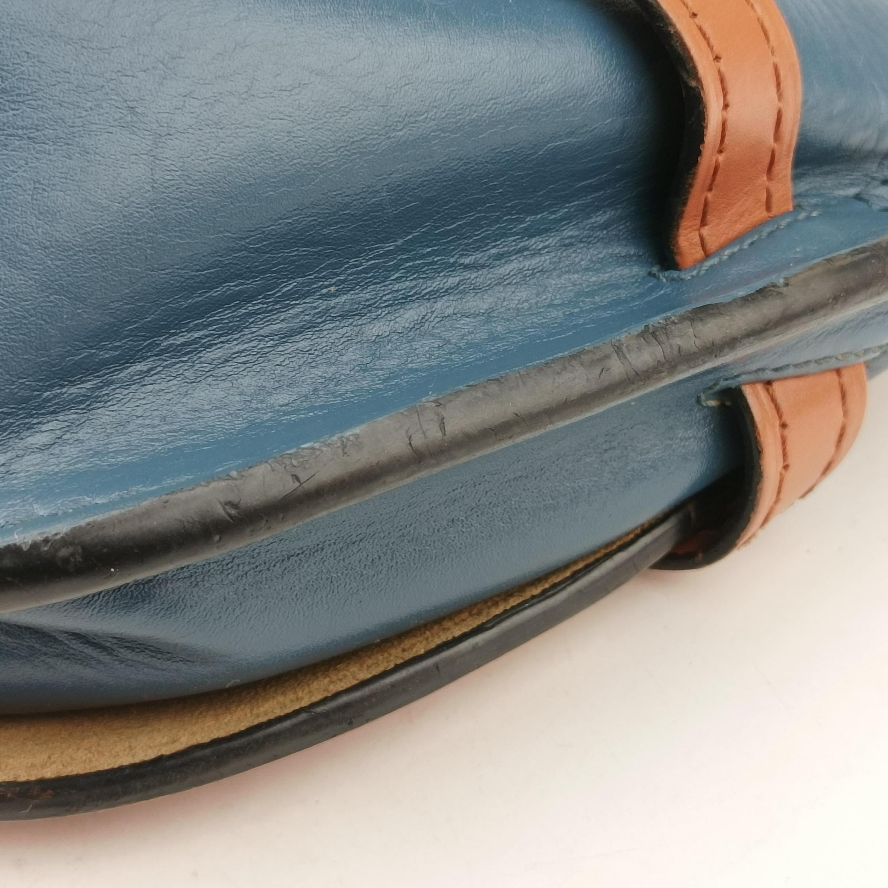 Pre-owned Loewe Gate Brown × Navy Leather  shoulderbag | stylenewstar