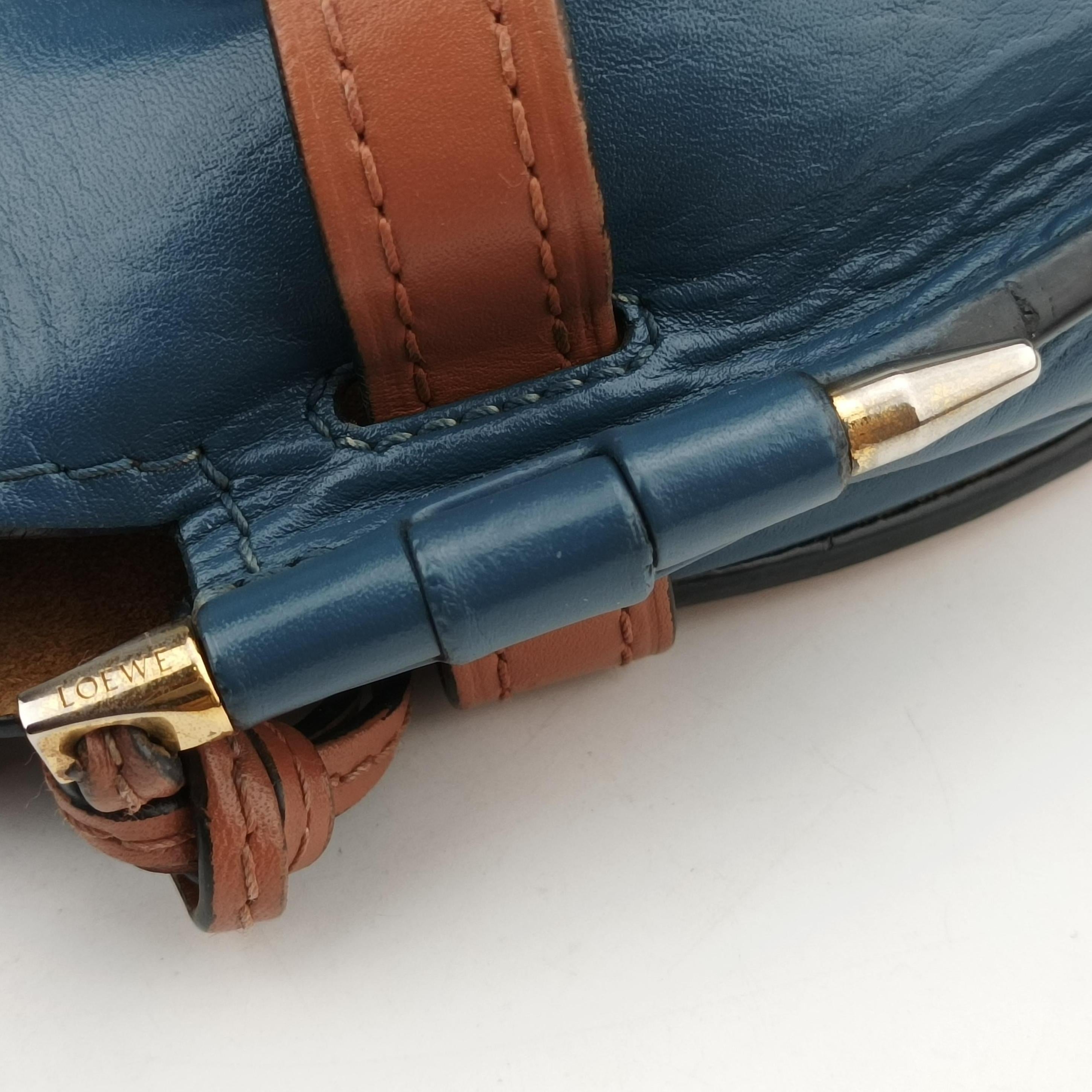 Pre-owned Loewe Gate Brown × Navy Leather  shoulderbag | stylenewstar