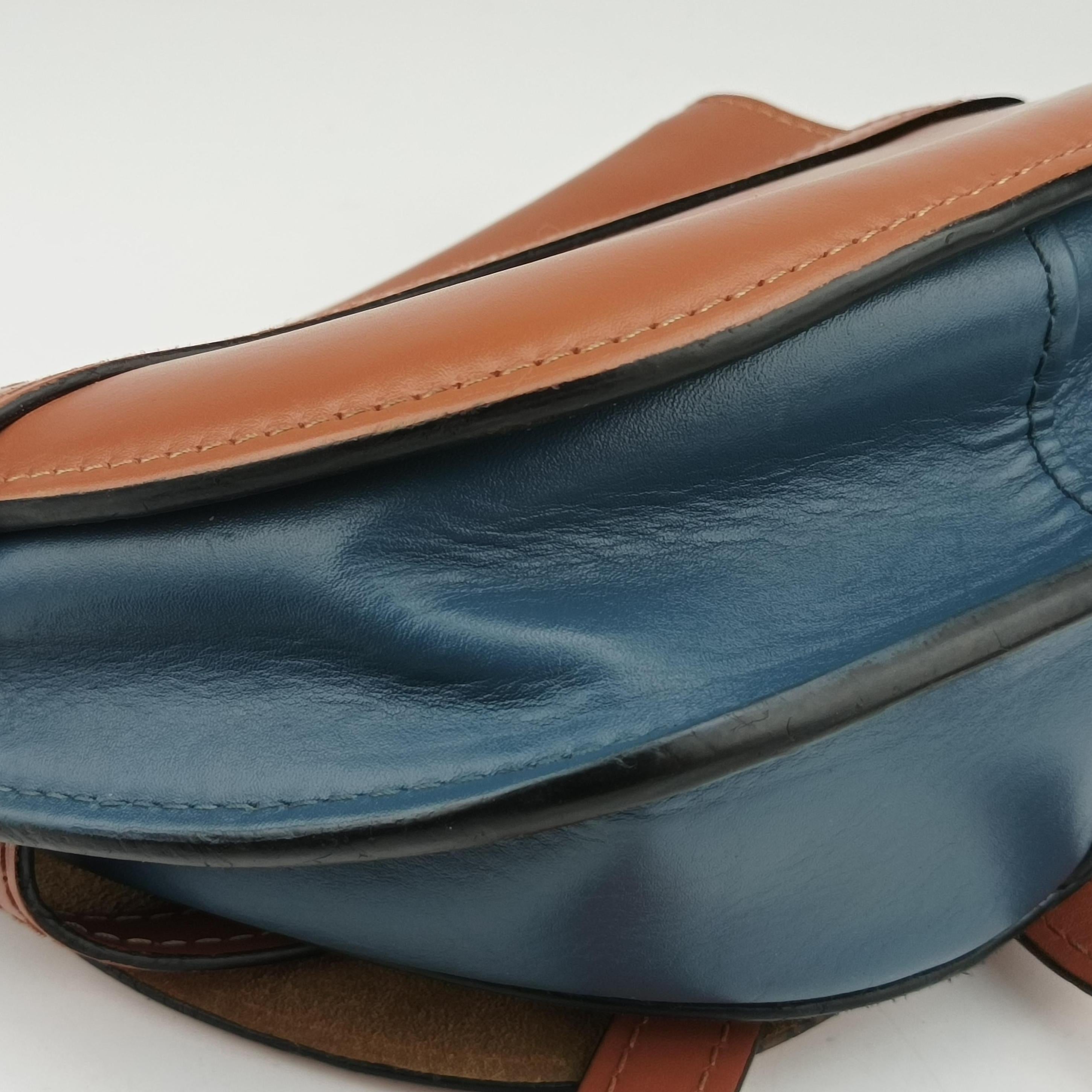 Pre-owned Loewe Gate Brown × Navy Leather  shoulderbag | stylenewstar