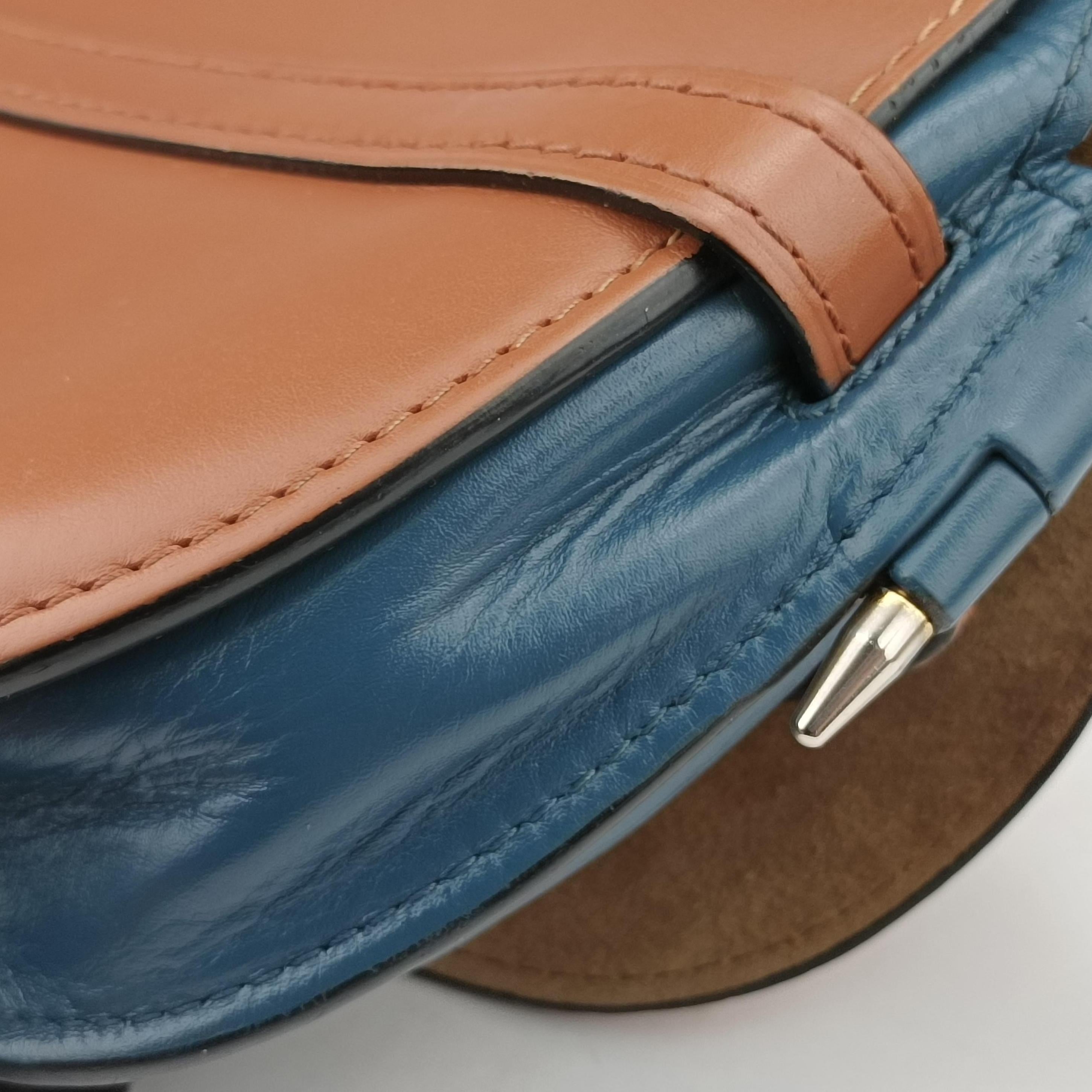 Pre-owned Loewe Gate Brown × Navy Leather  shoulderbag | stylenewstar