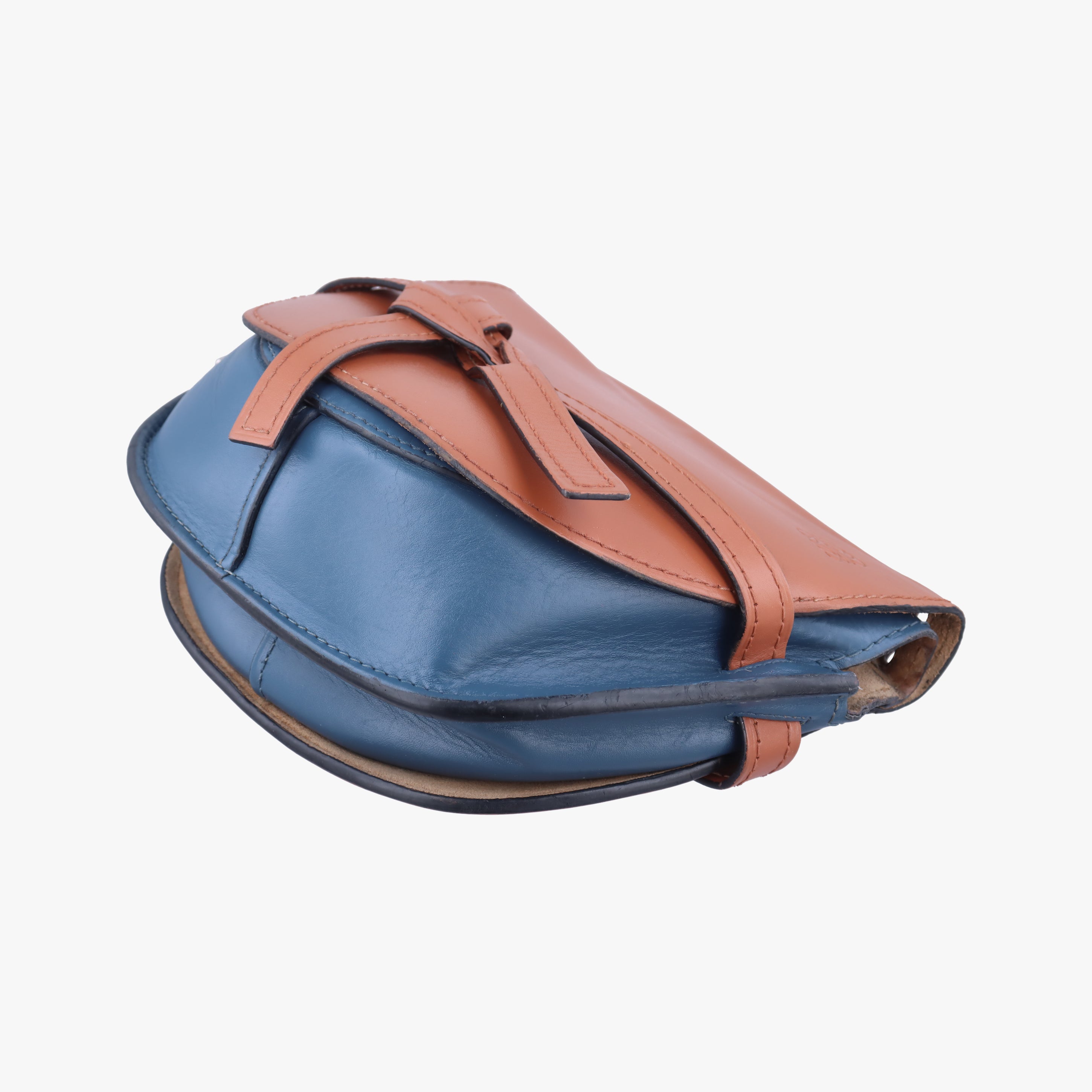 Pre-owned Loewe Gate Brown × Navy Leather  shoulderbag | stylenewstar
