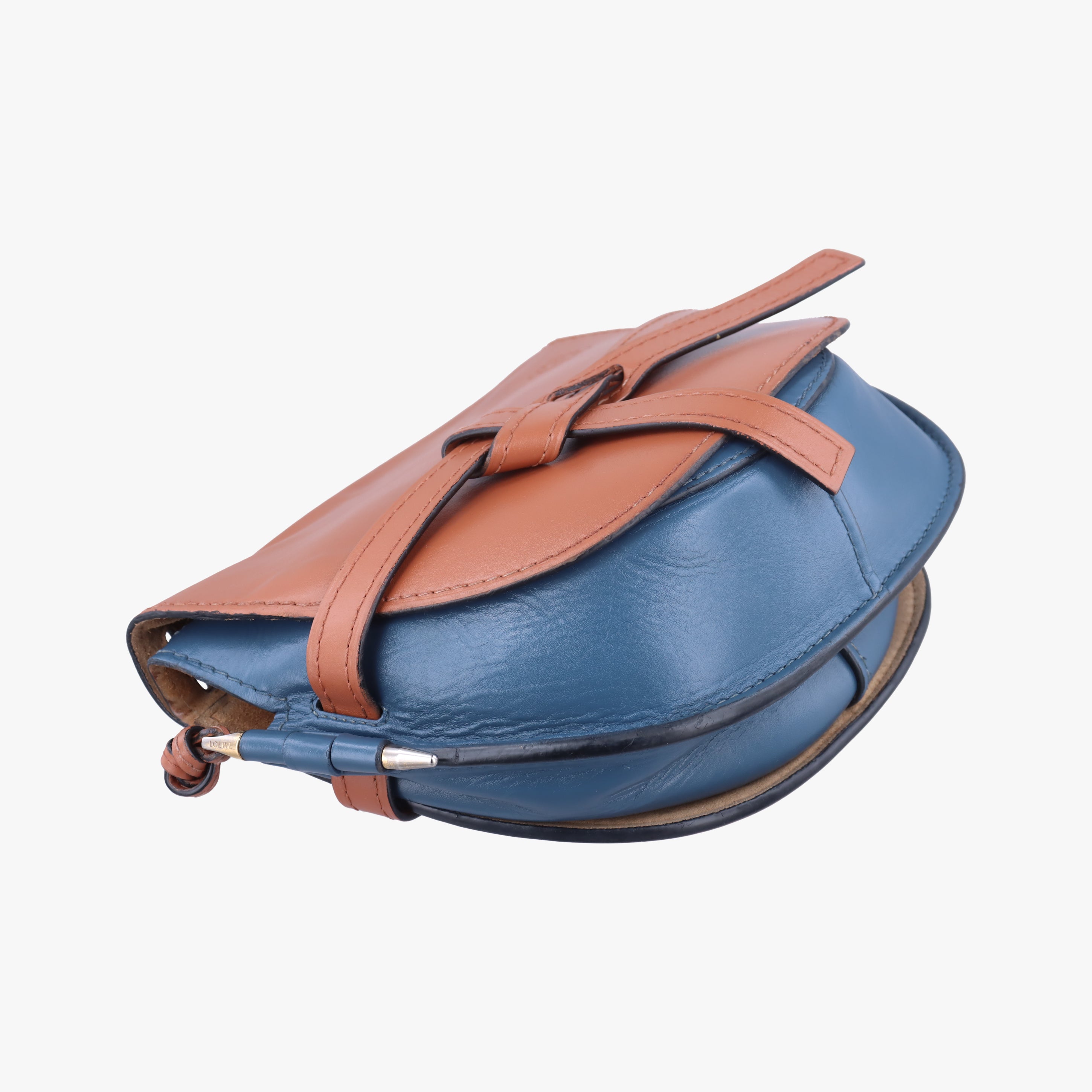 Pre-owned Loewe Gate Brown × Navy Leather  shoulderbag | stylenewstar