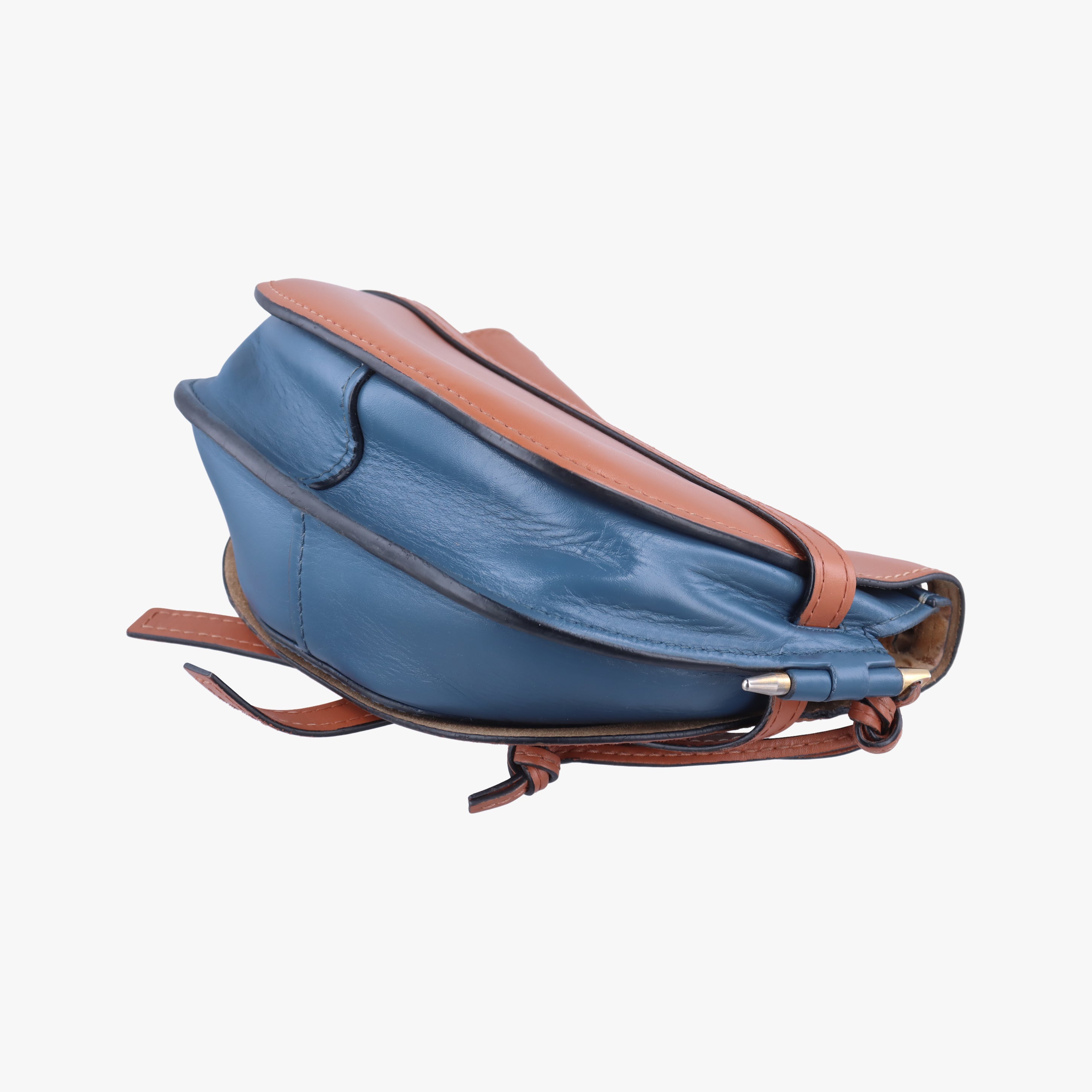 Pre-owned Loewe Gate Brown × Navy Leather  shoulderbag | stylenewstar