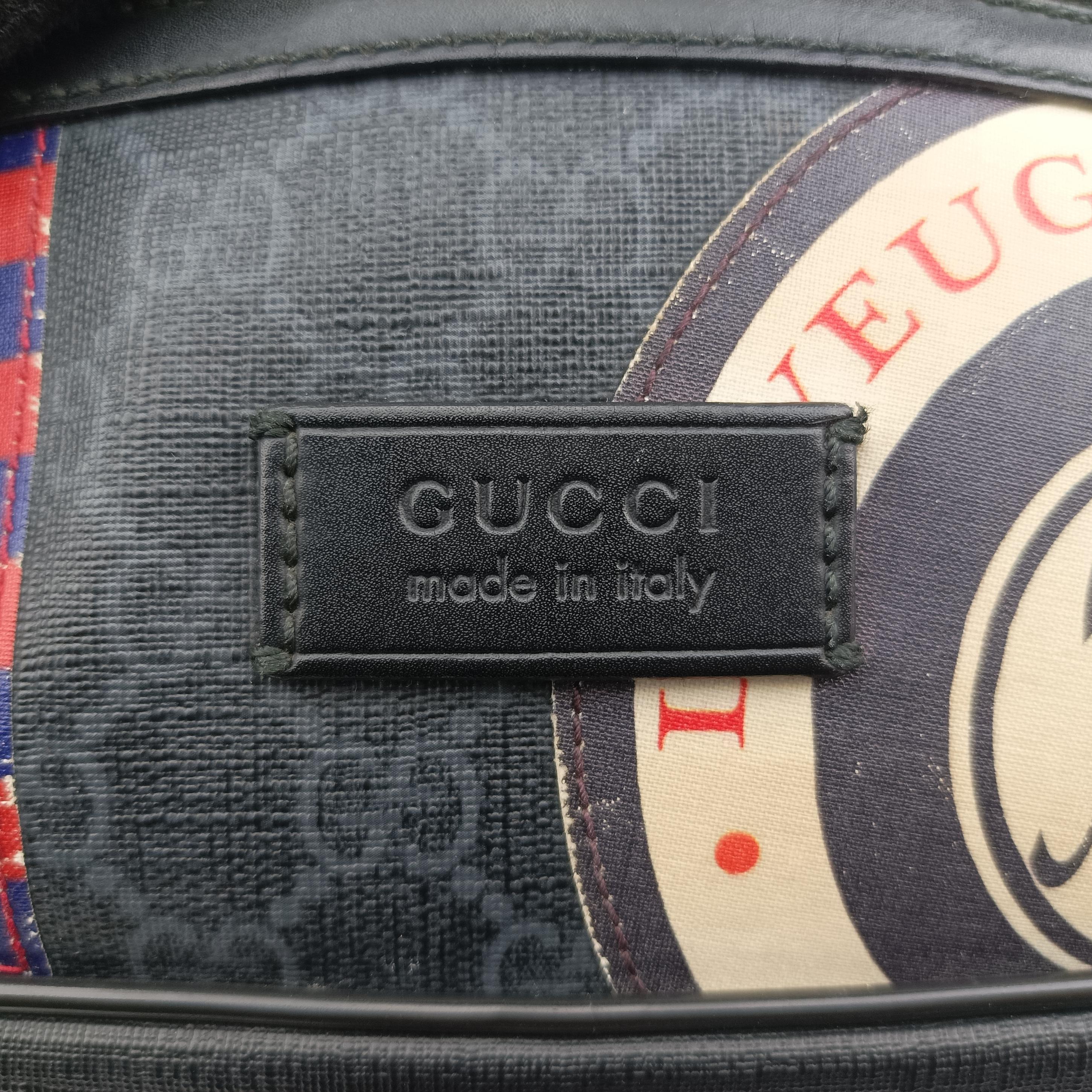 Pre-owned Gucci GG Supreme Night Courrier Black×Multicolour PVC coated canvas 474293 bum bag/waist bag | stylenewstar