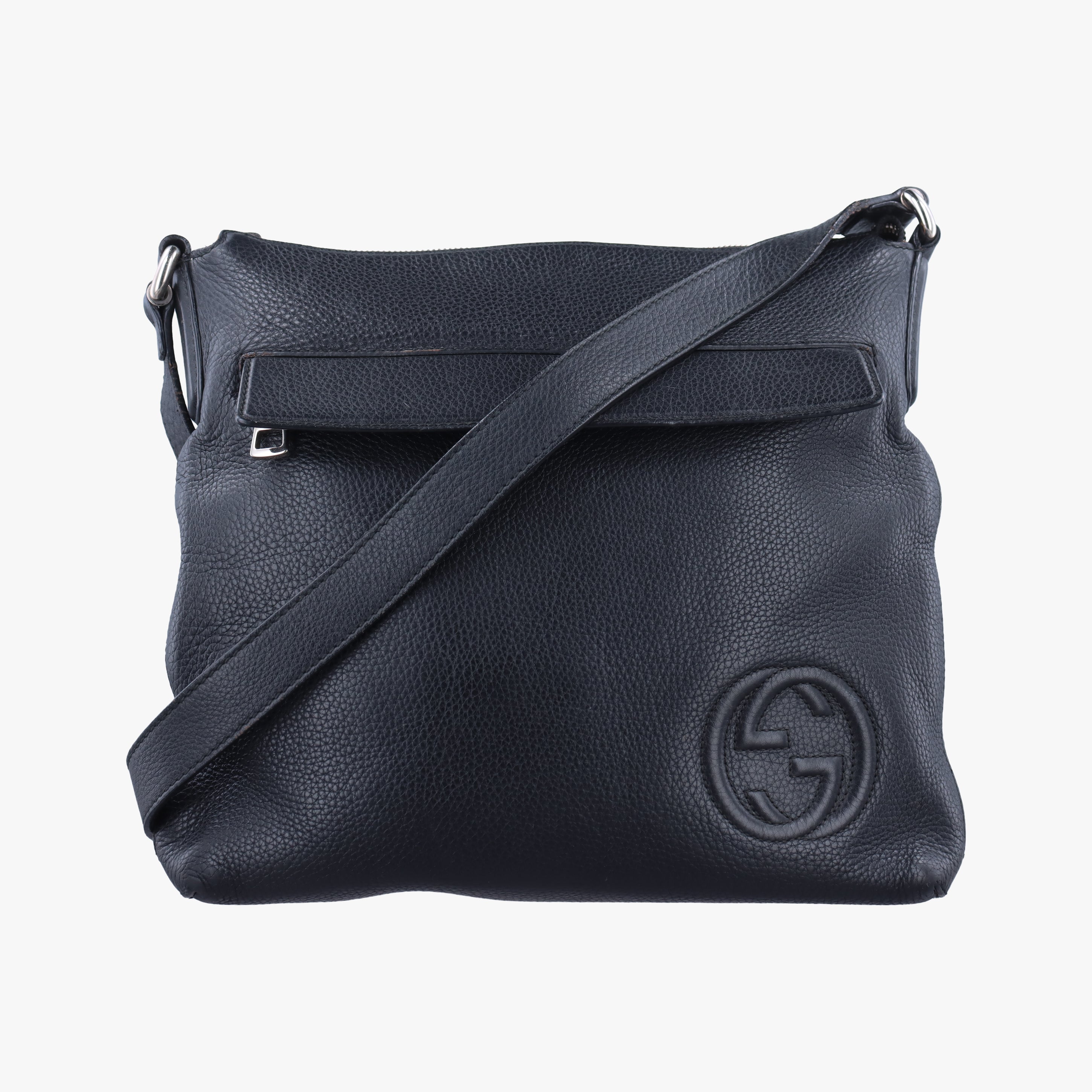 Pre-owned Gucci Interlocking G Logo Soho Messenger Black Leather 322059 shoulderbag | stylenewstar