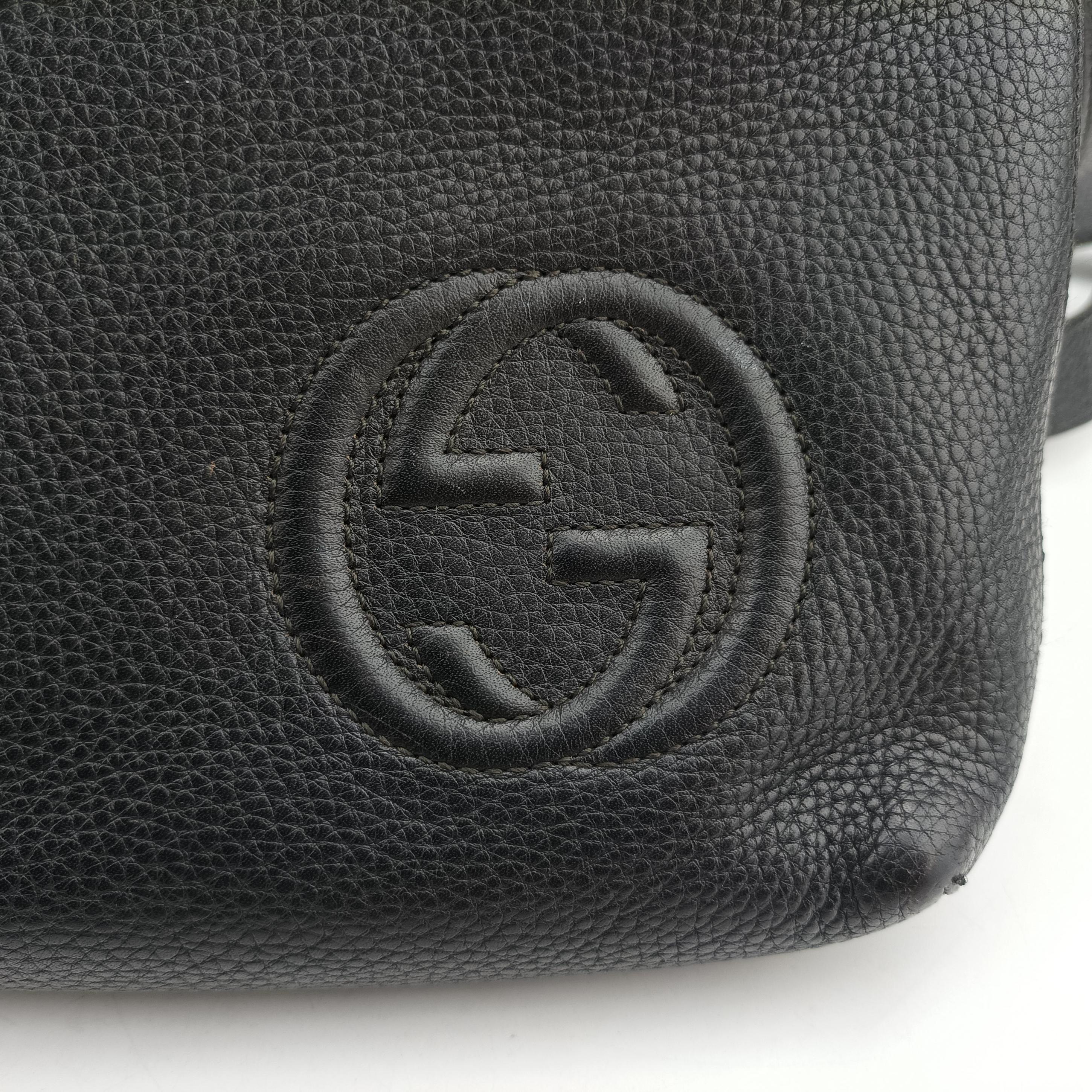 Pre-owned Gucci Interlocking G Logo Soho Messenger Black Leather 322059 shoulderbag | stylenewstar