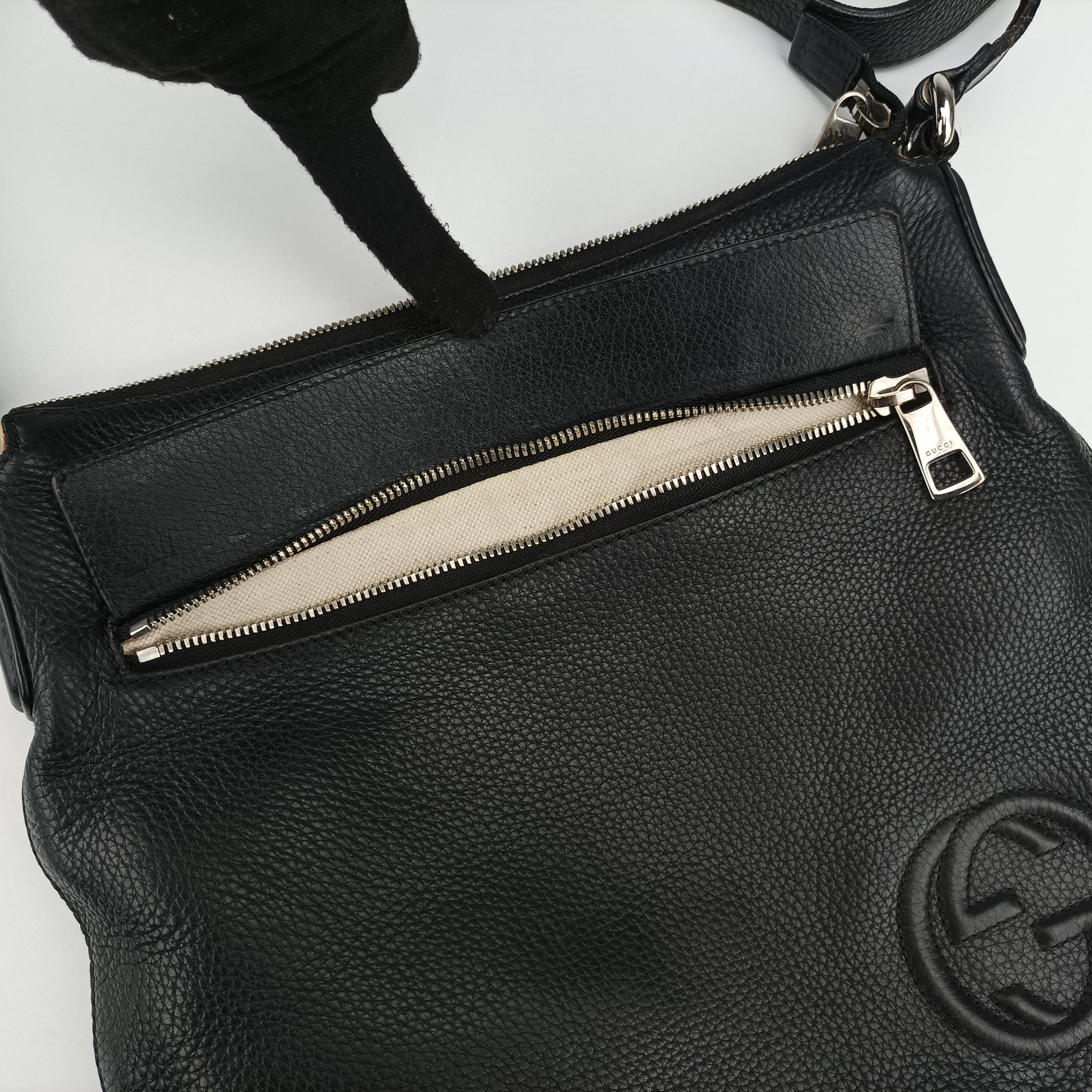 Pre-owned Gucci Interlocking G Logo Soho Messenger Black Leather 322059 shoulderbag | stylenewstar