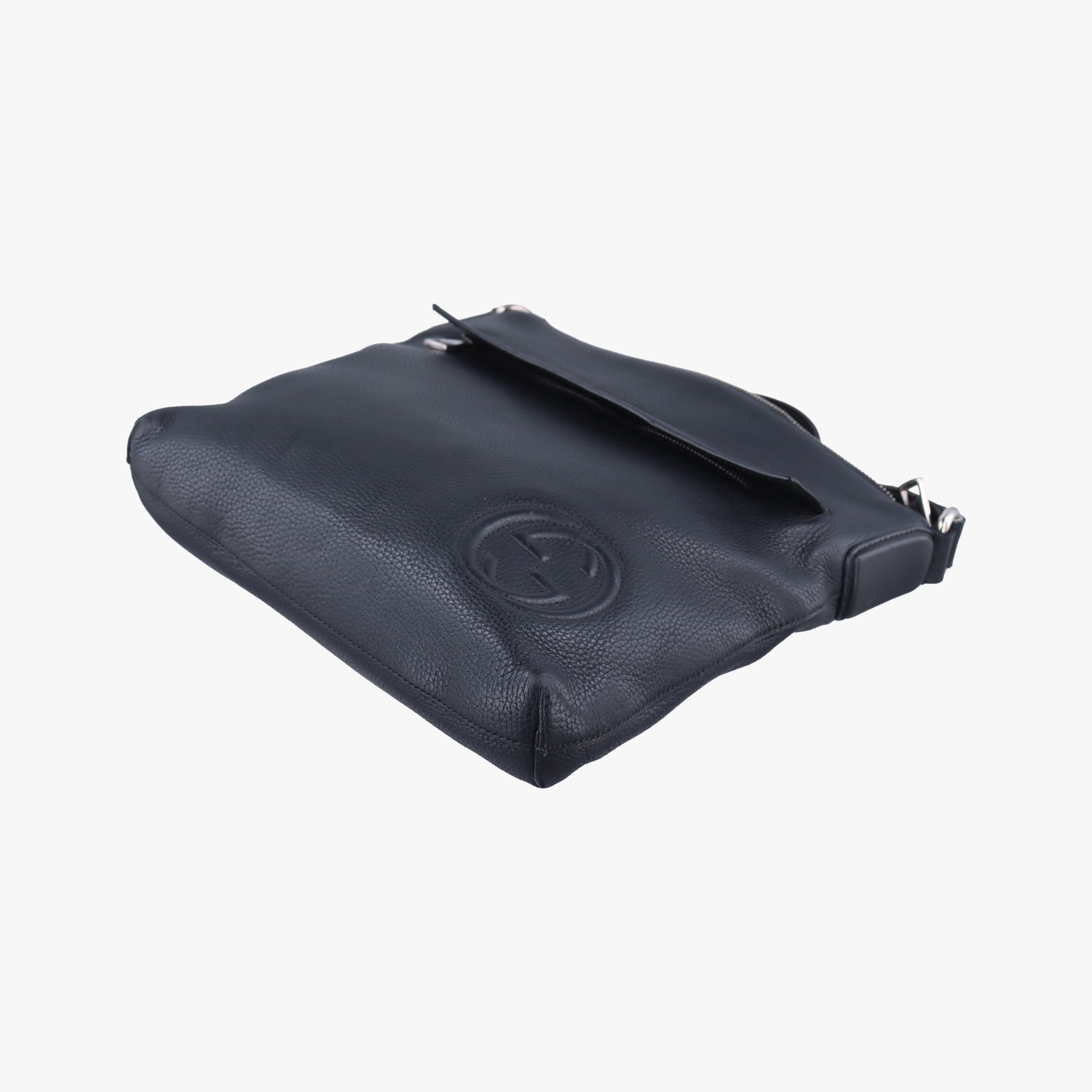 Pre-owned Gucci Interlocking G Logo Soho Messenger Black Leather 322059 shoulderbag | stylenewstar
