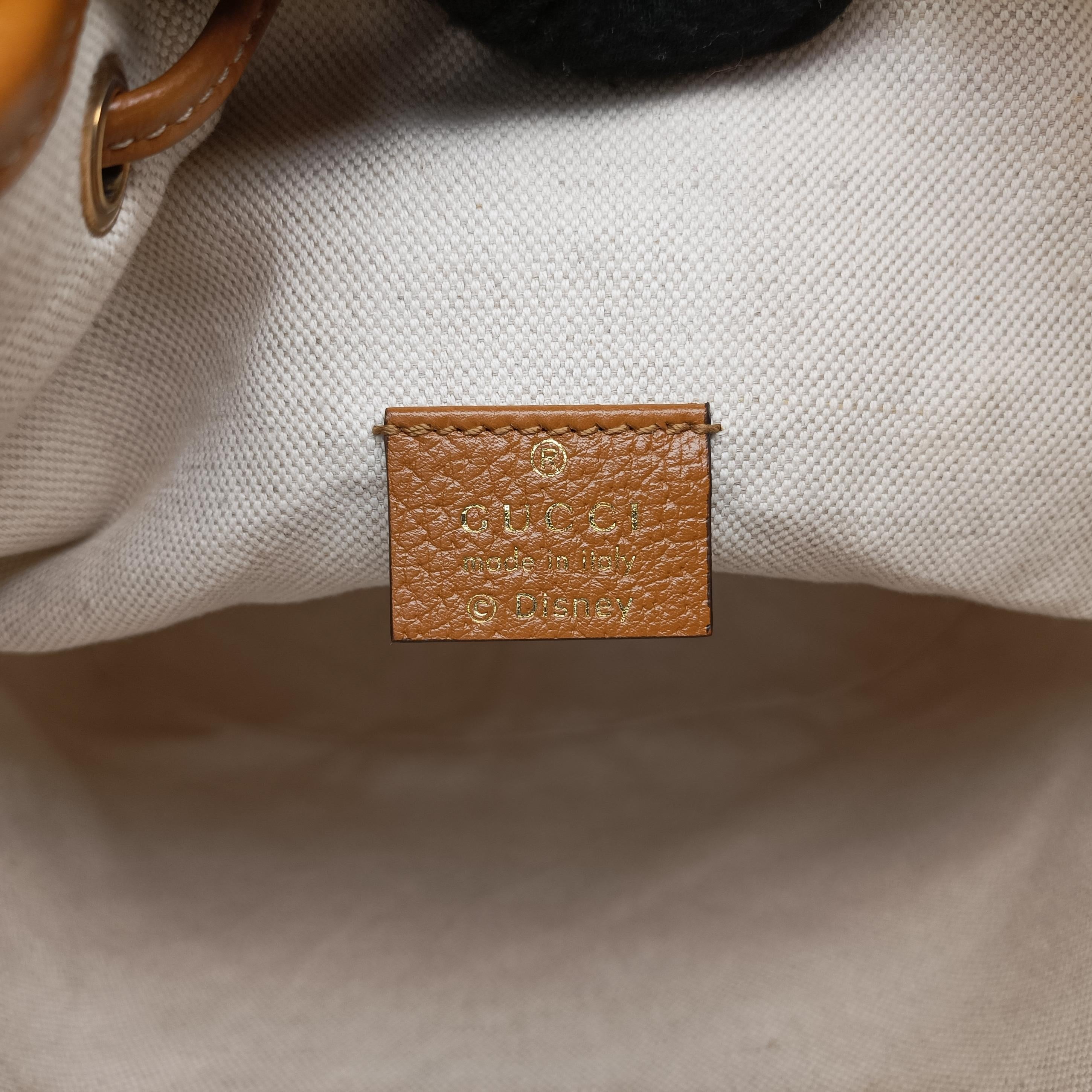 Pre-owned Gucci Mickey Mouse Micro GG/Small Bucket Bag beige×Multicolour PVC coated canvas 602691 shoulderbag | stylenewstar