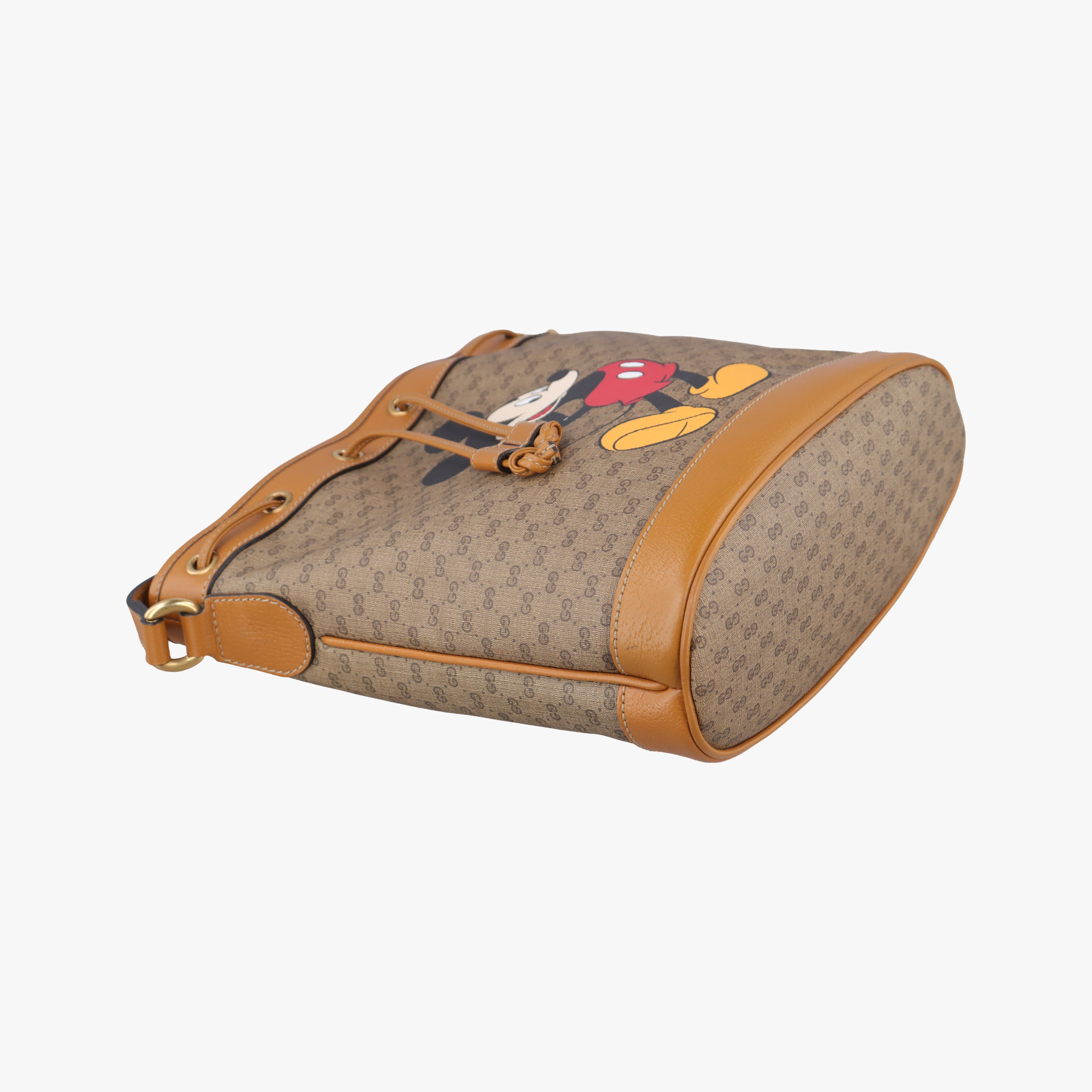 Pre-owned Gucci Mickey Mouse Micro GG/Small Bucket Bag beige×Multicolour PVC coated canvas 602691 shoulderbag | stylenewstar