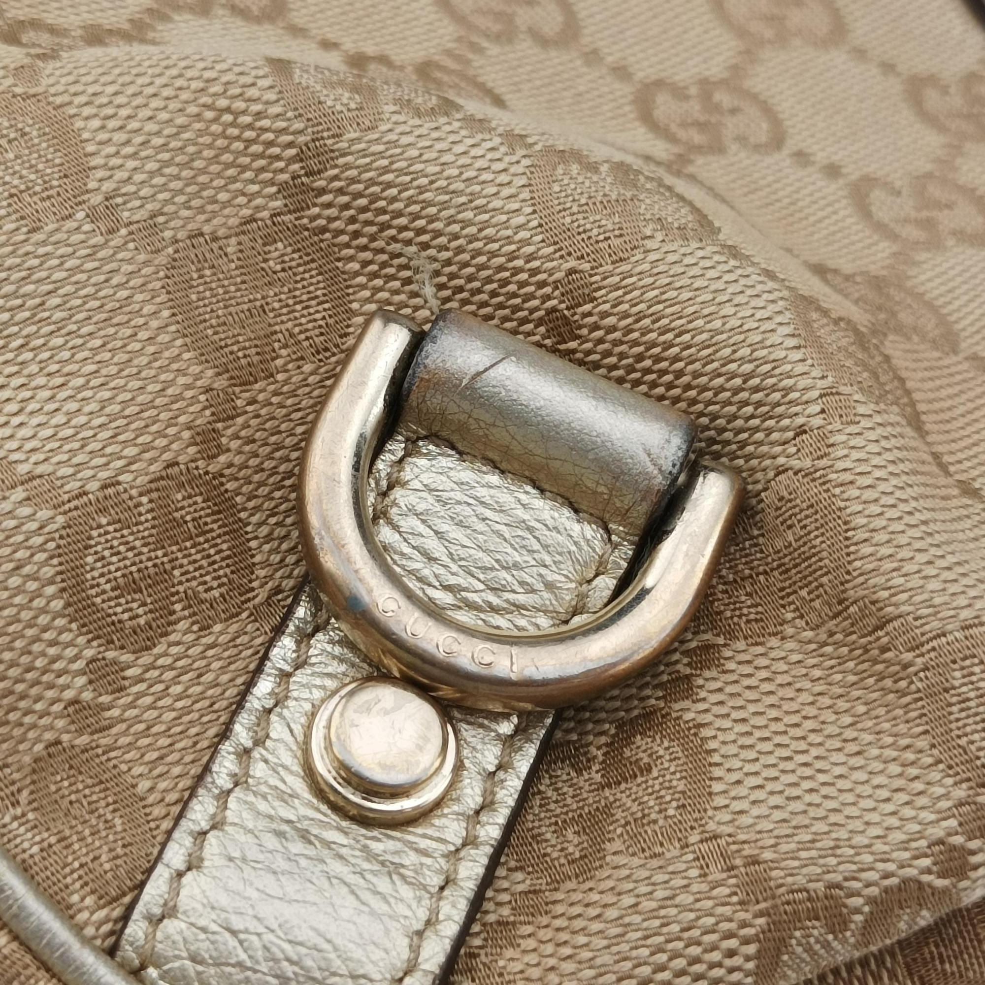 Vintage Gucci GG Abbey Beige×golden GG Canvas×Leather 130738 shoulderbag | stylenewstar