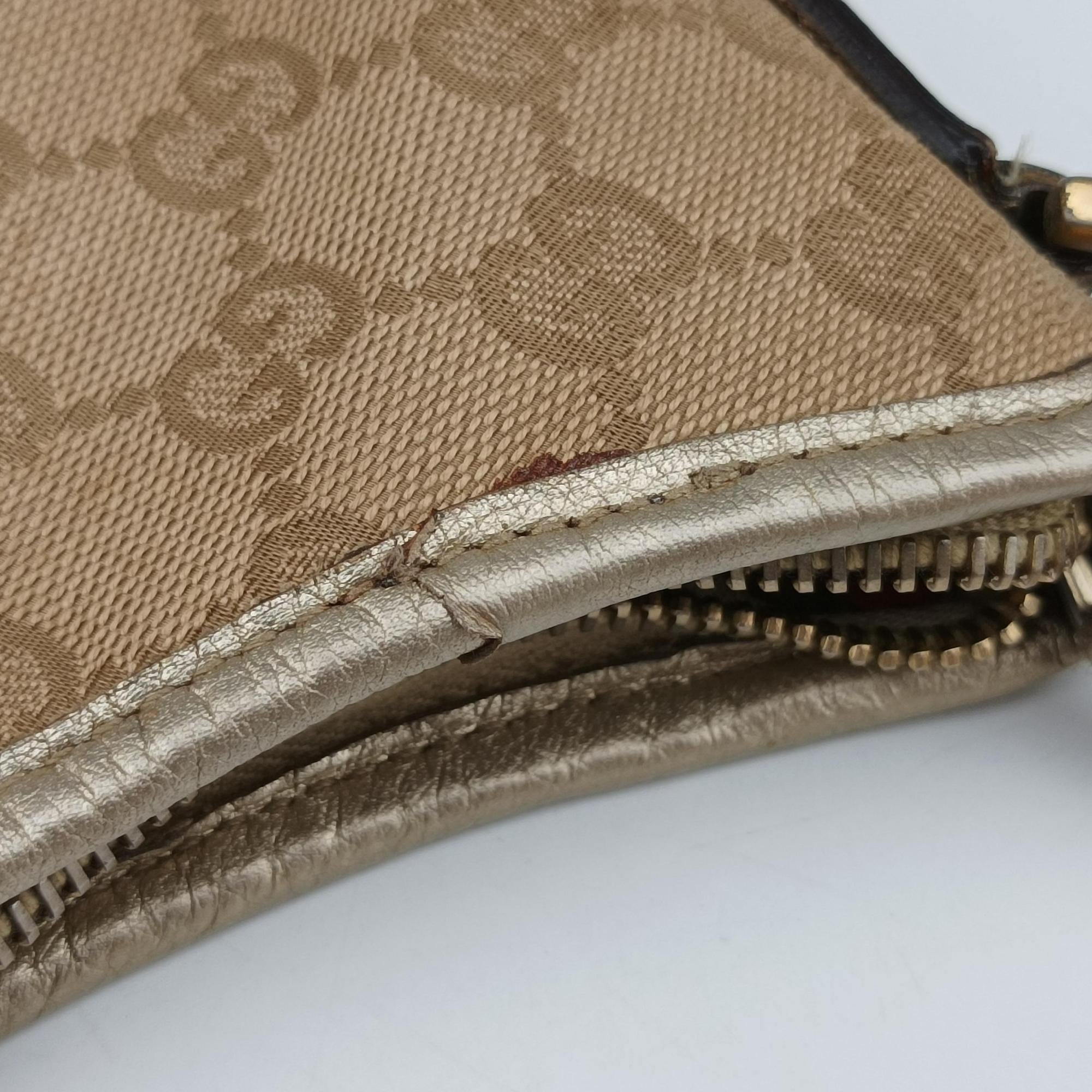 Vintage Gucci GG Abbey Beige×golden GG Canvas×Leather 130738 shoulderbag | stylenewstar