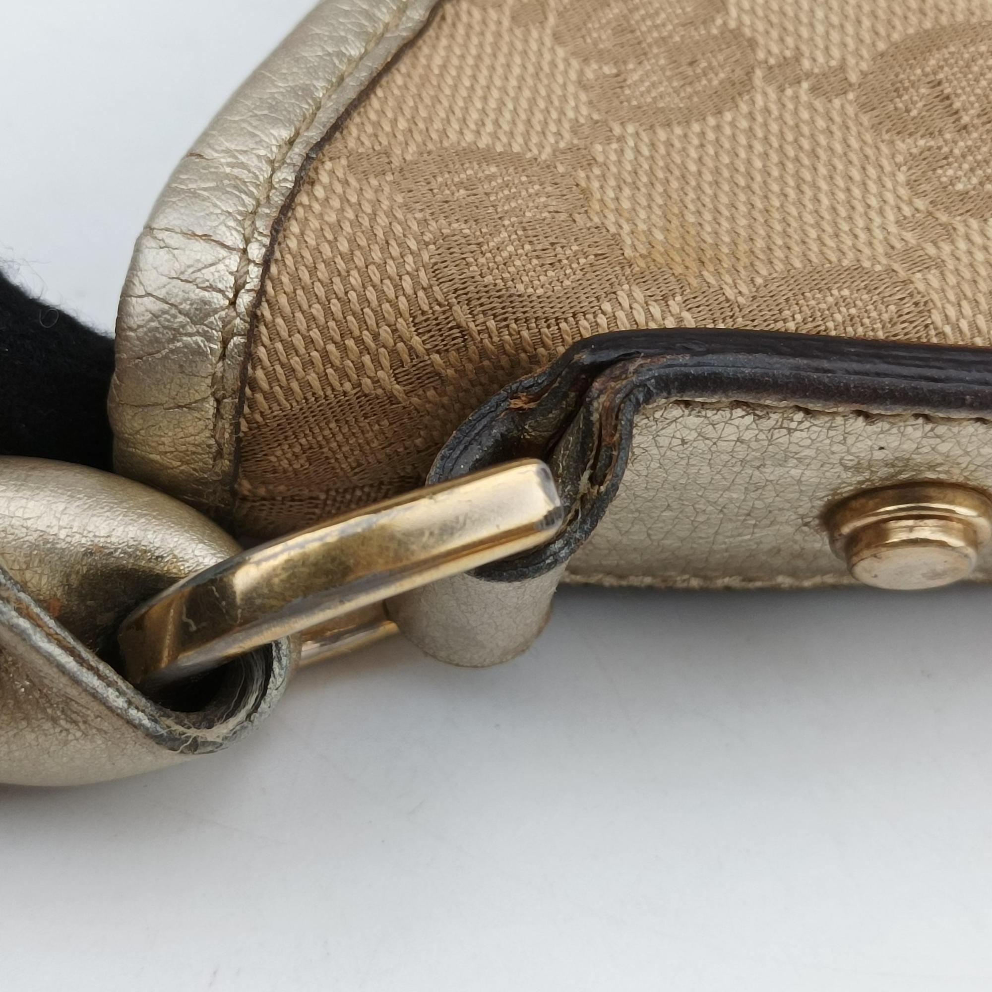 Vintage Gucci GG Abbey Beige×golden GG Canvas×Leather 130738 shoulderbag | stylenewstar