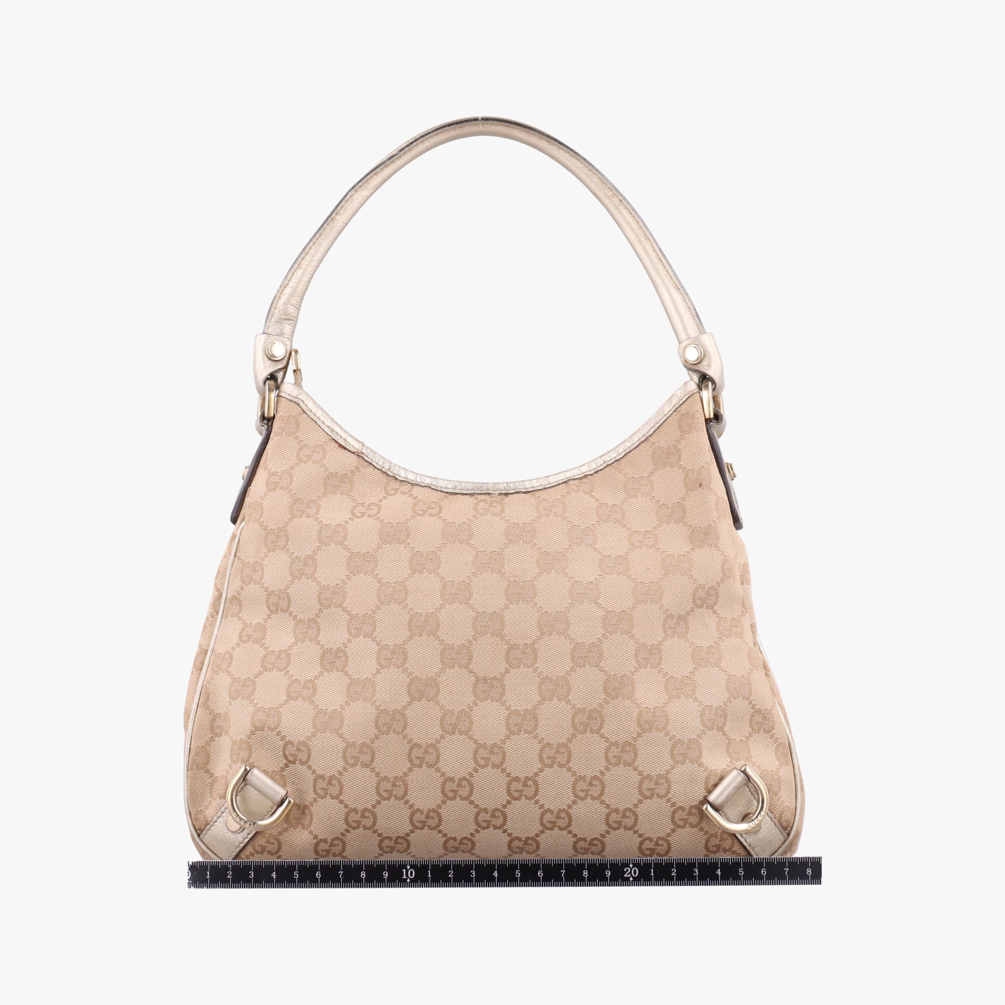 Vintage Gucci GG Abbey Beige×golden GG Canvas×Leather 130738 shoulderbag | stylenewstar