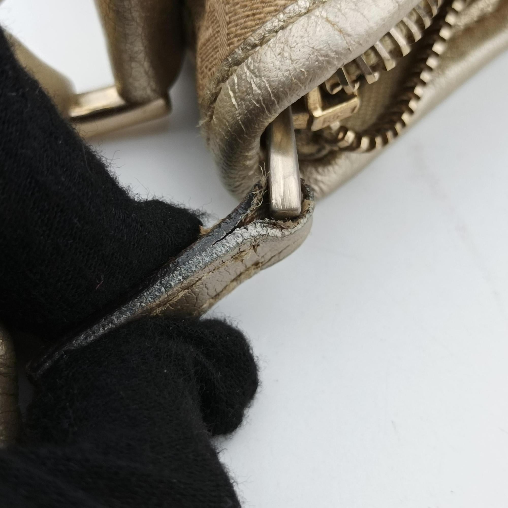 Vintage Gucci GG Abbey Beige×golden GG Canvas×Leather 130738 shoulderbag | stylenewstar