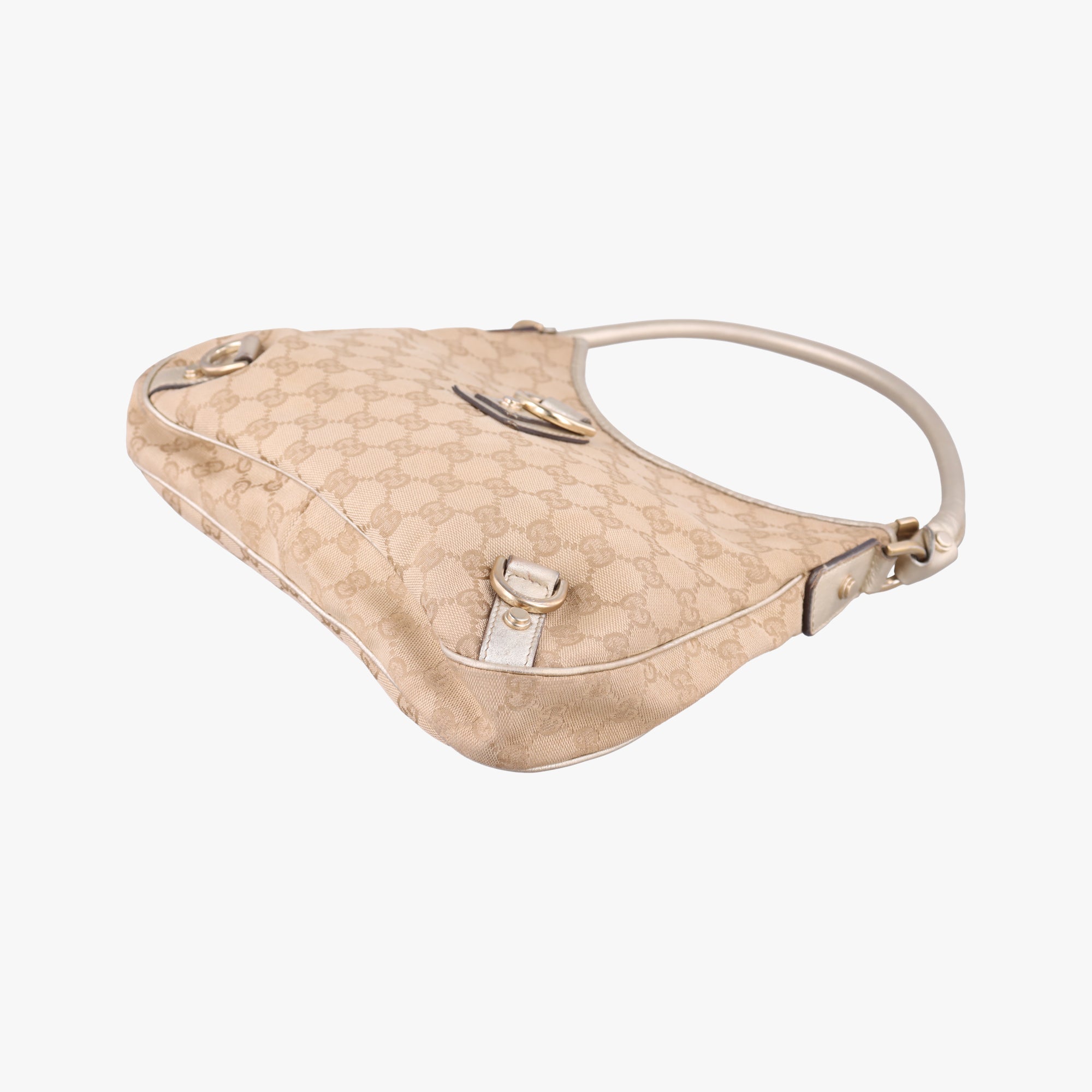 Vintage Gucci GG Abbey Beige×golden GG Canvas×Leather 130738 shoulderbag | stylenewstar