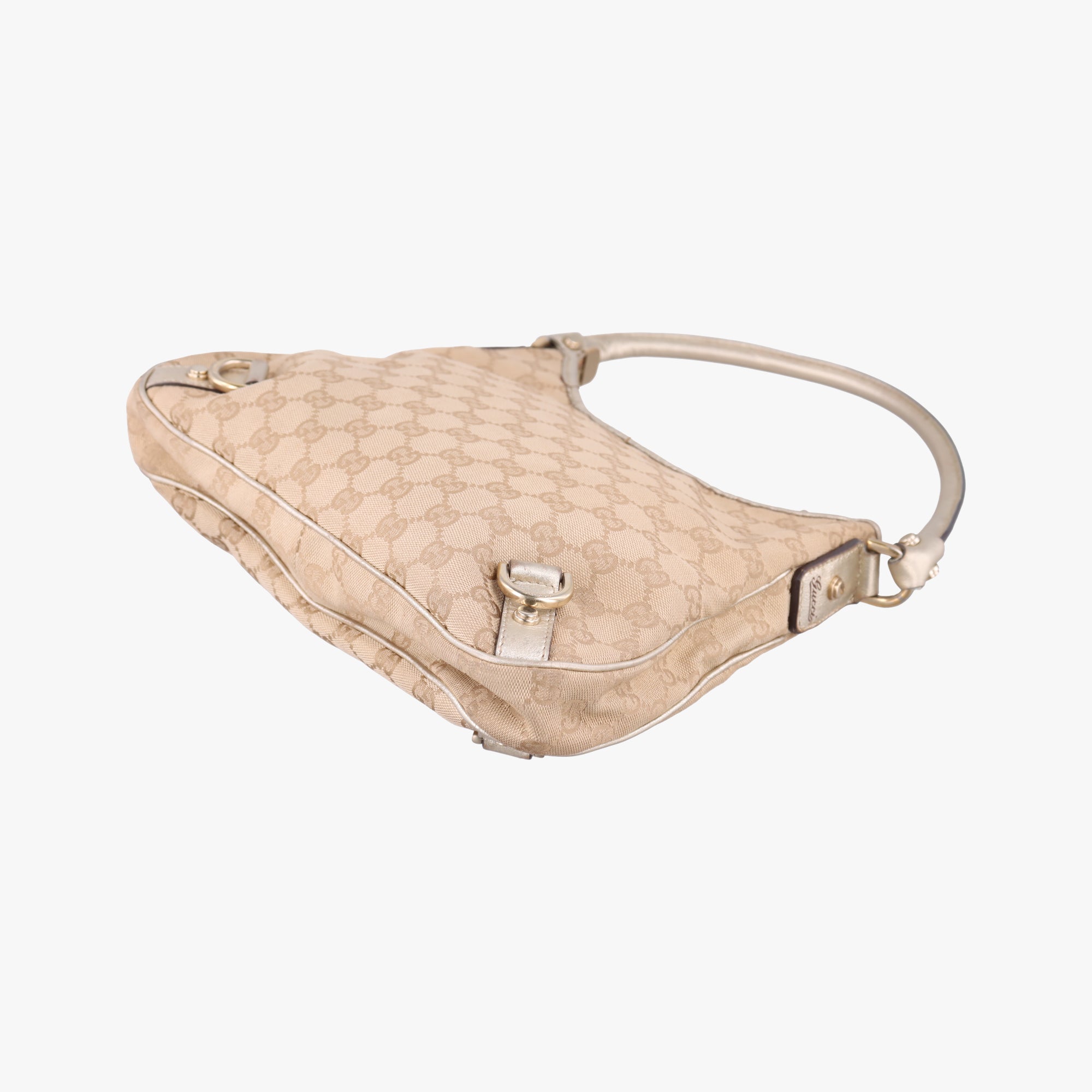 Vintage Gucci GG Abbey Beige×golden GG Canvas×Leather 130738 shoulderbag | stylenewstar