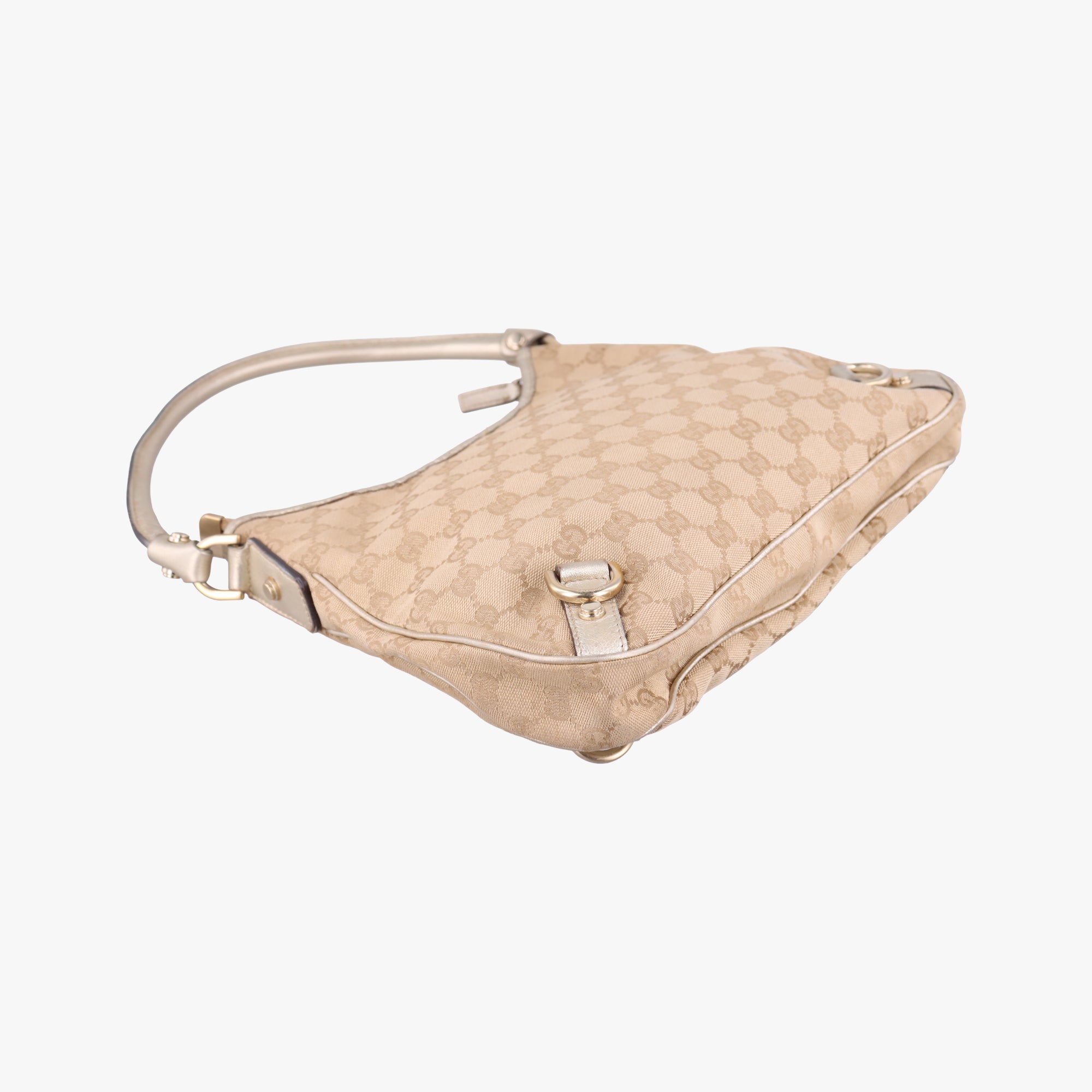 Vintage Gucci GG Abbey Beige×golden GG Canvas×Leather 130738 shoulderbag | stylenewstar